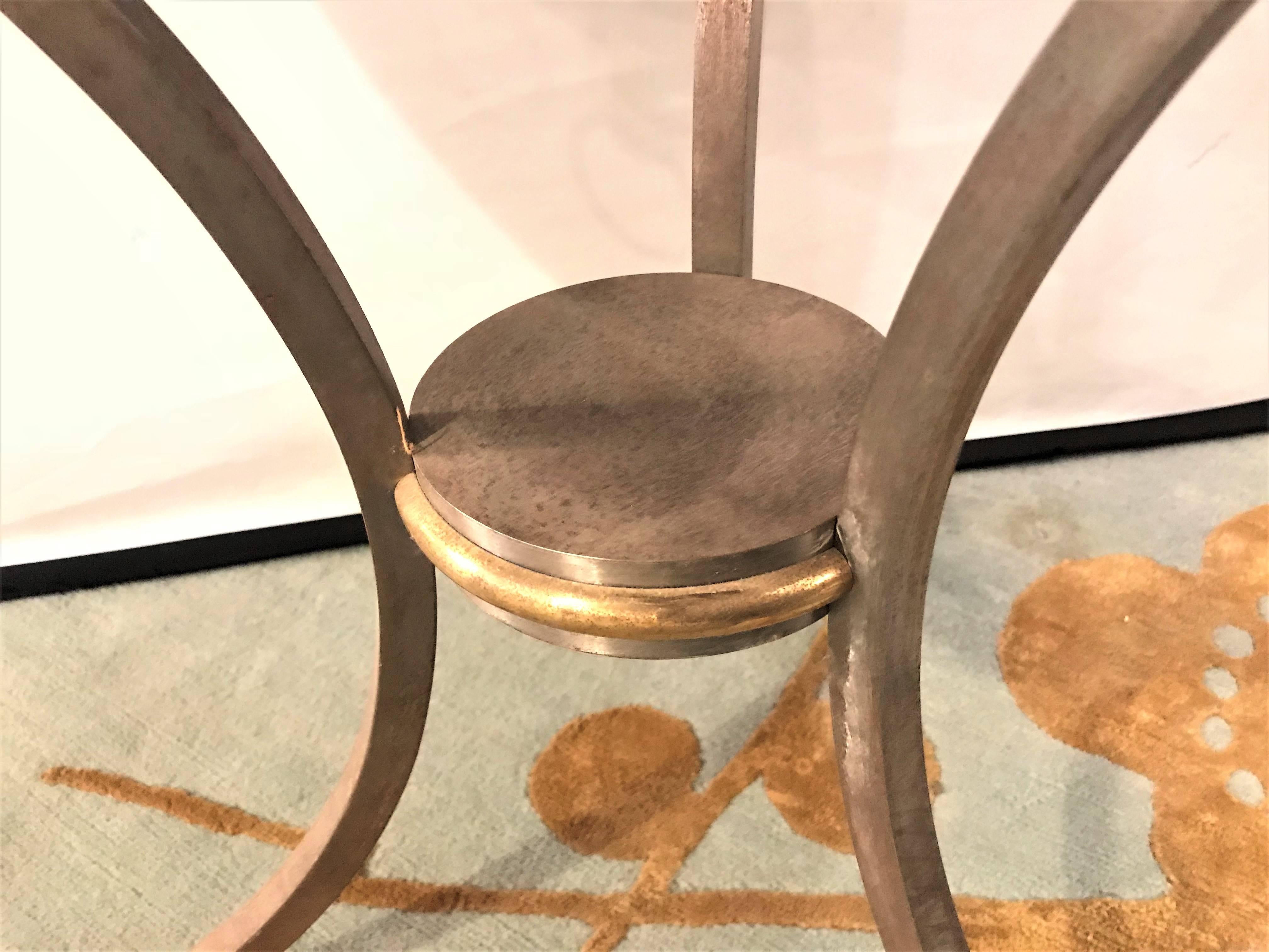 French Directoire Style Iron and Brass Marble-Top Gueridon Table 1