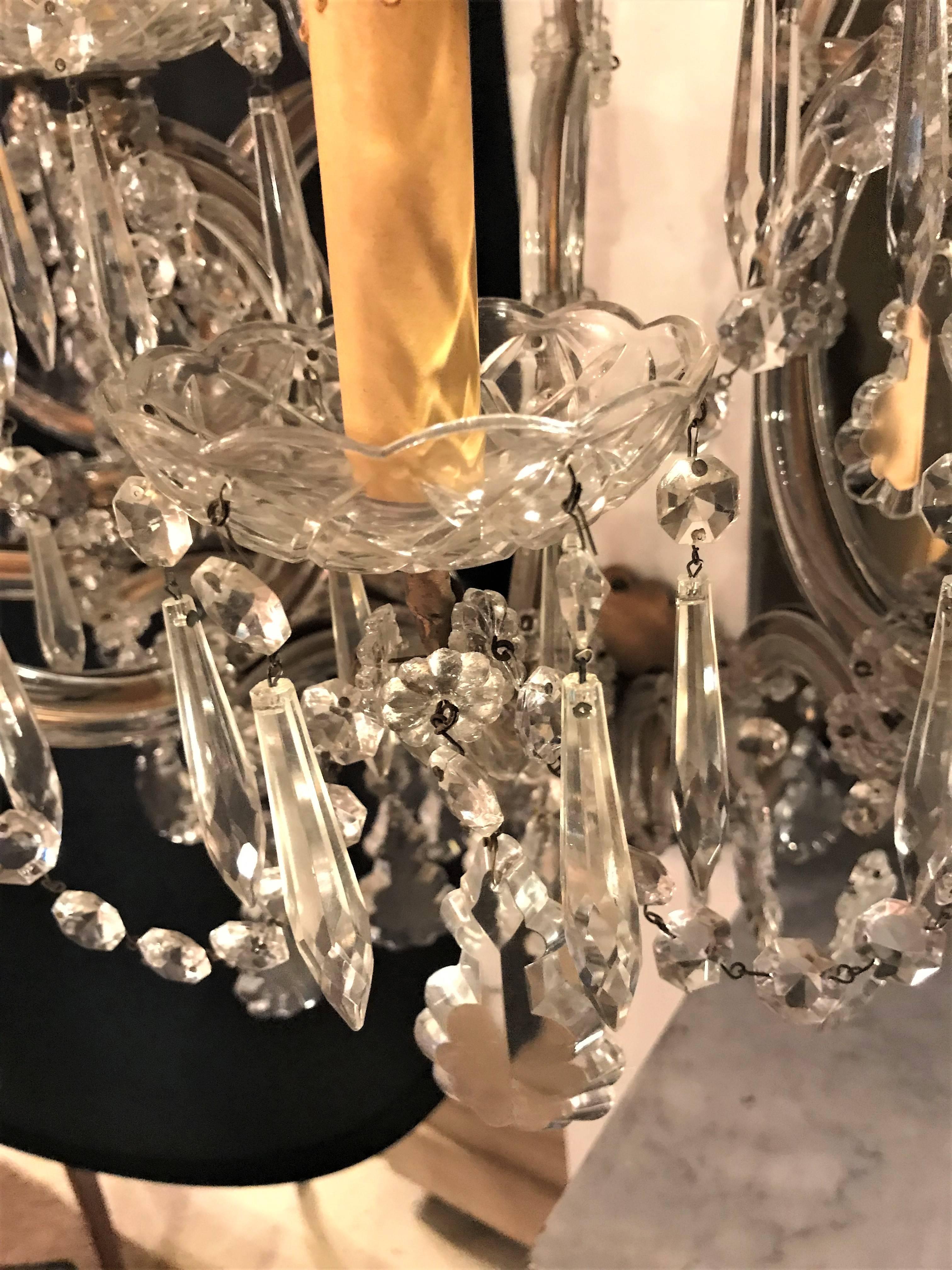 20th Century Pair of Venetian Crystal Ten Lights Wall Sconces, circa 1940 For Sale