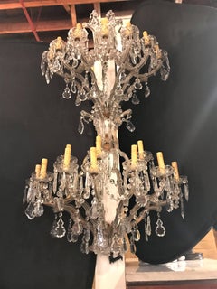 Pair of Venetian Crystal Ten Lights Wall Sconces, circa 1940