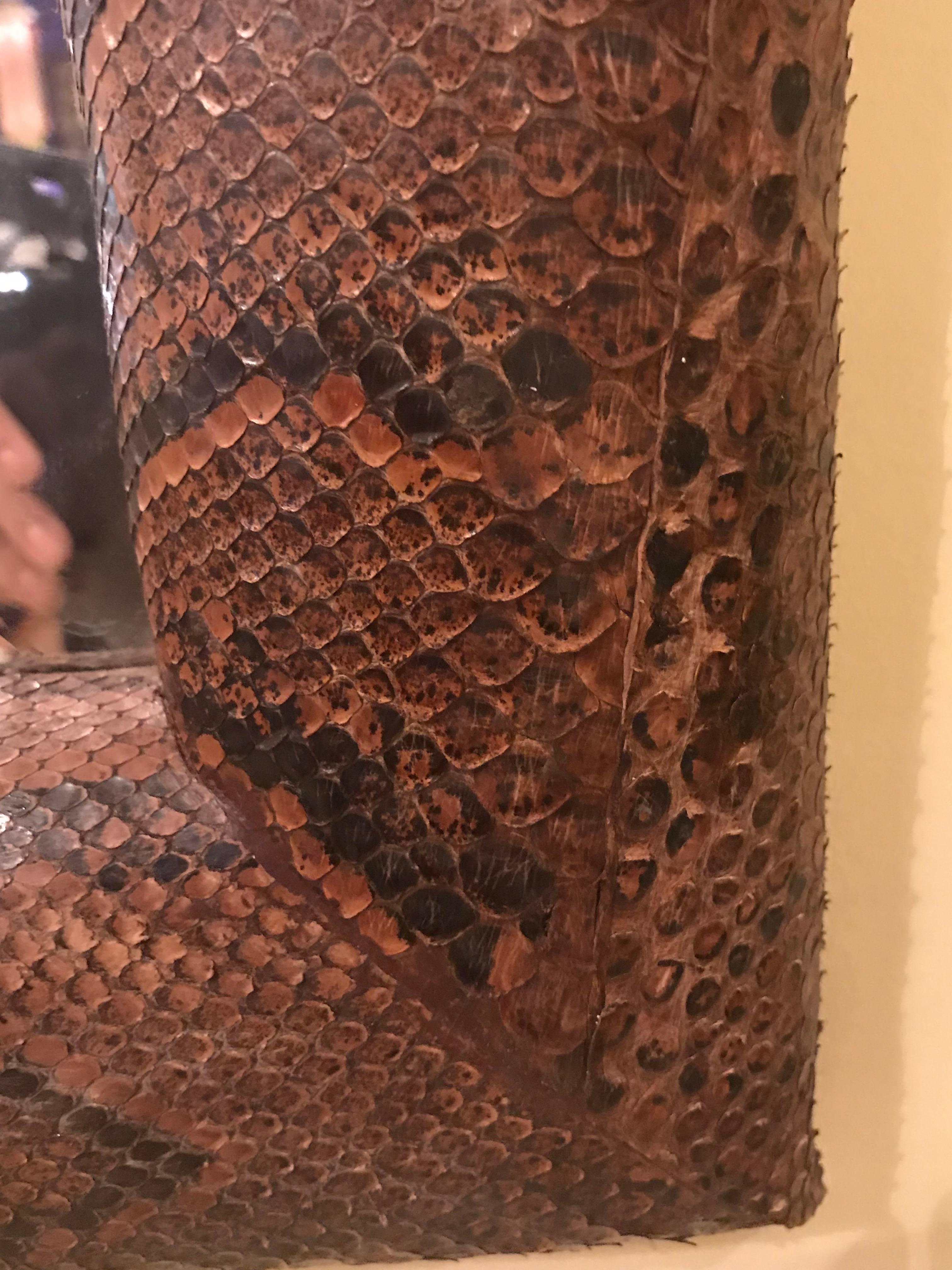 Late 20th Century Pair of Custom Unique Snake Skin Wall or Console Mirrors