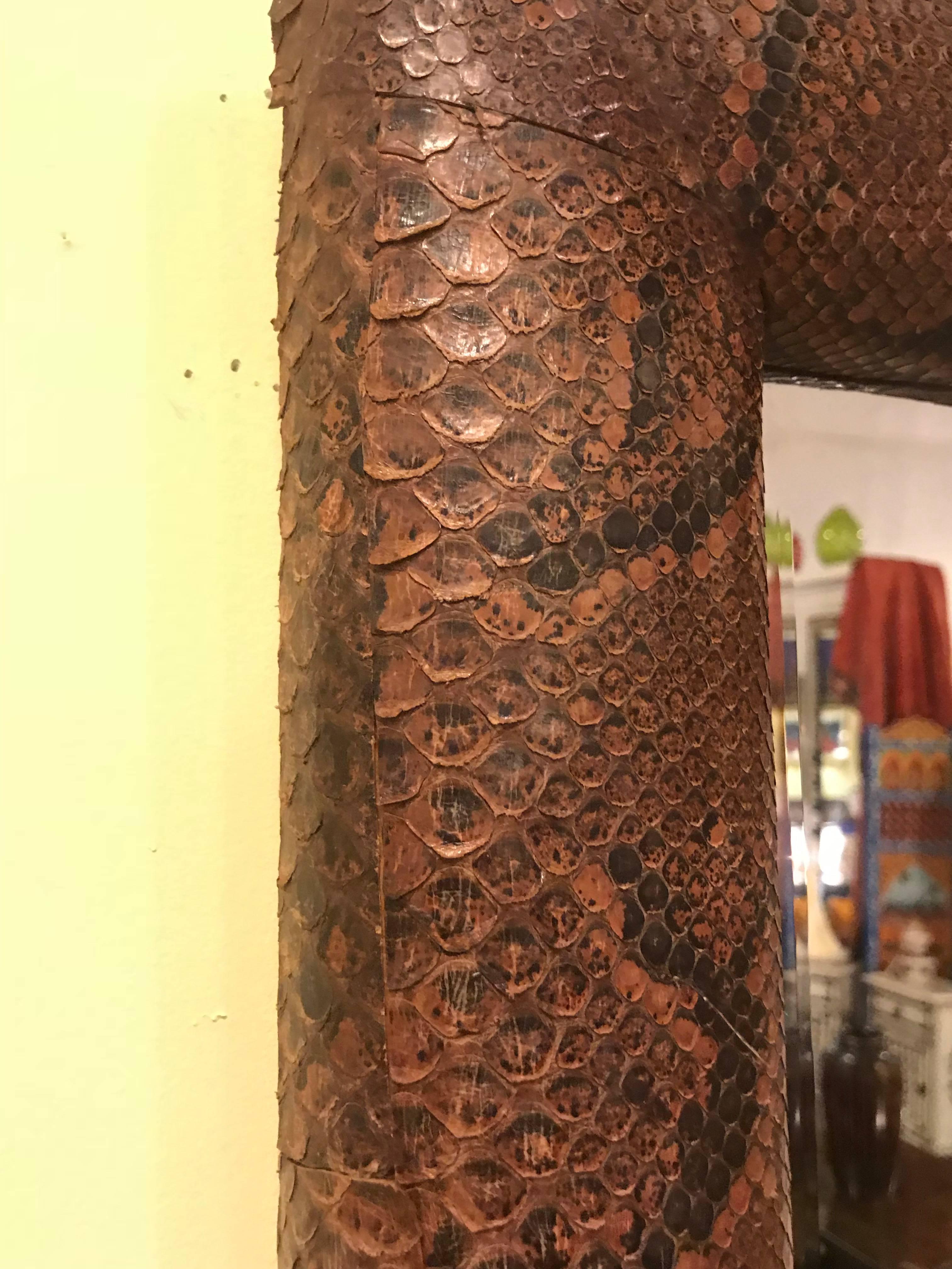 Pair of Custom Unique Snake Skin Wall or Console Mirrors 3