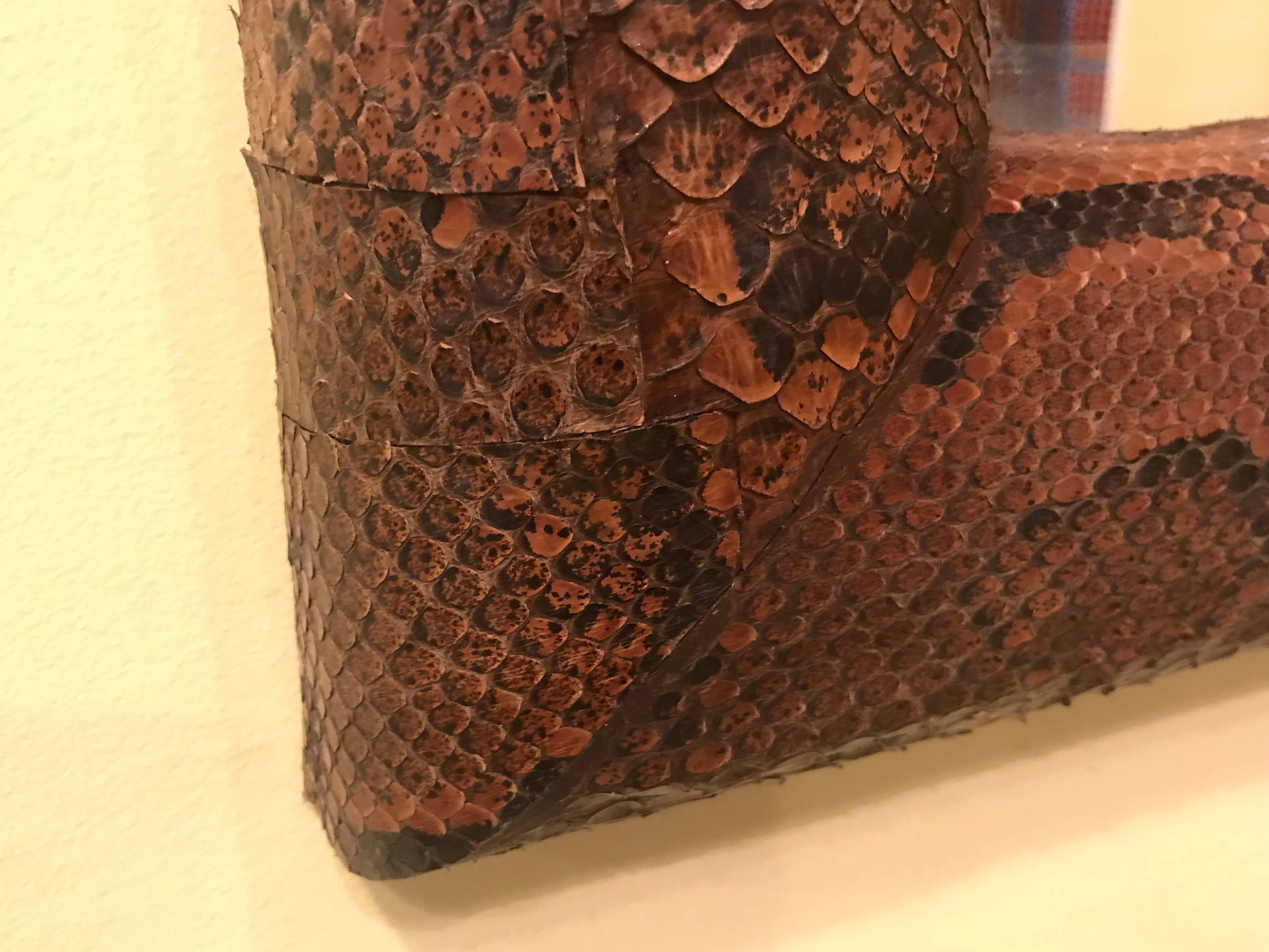 Pair of Custom Unique Snake Skin Wall or Console Mirrors 1