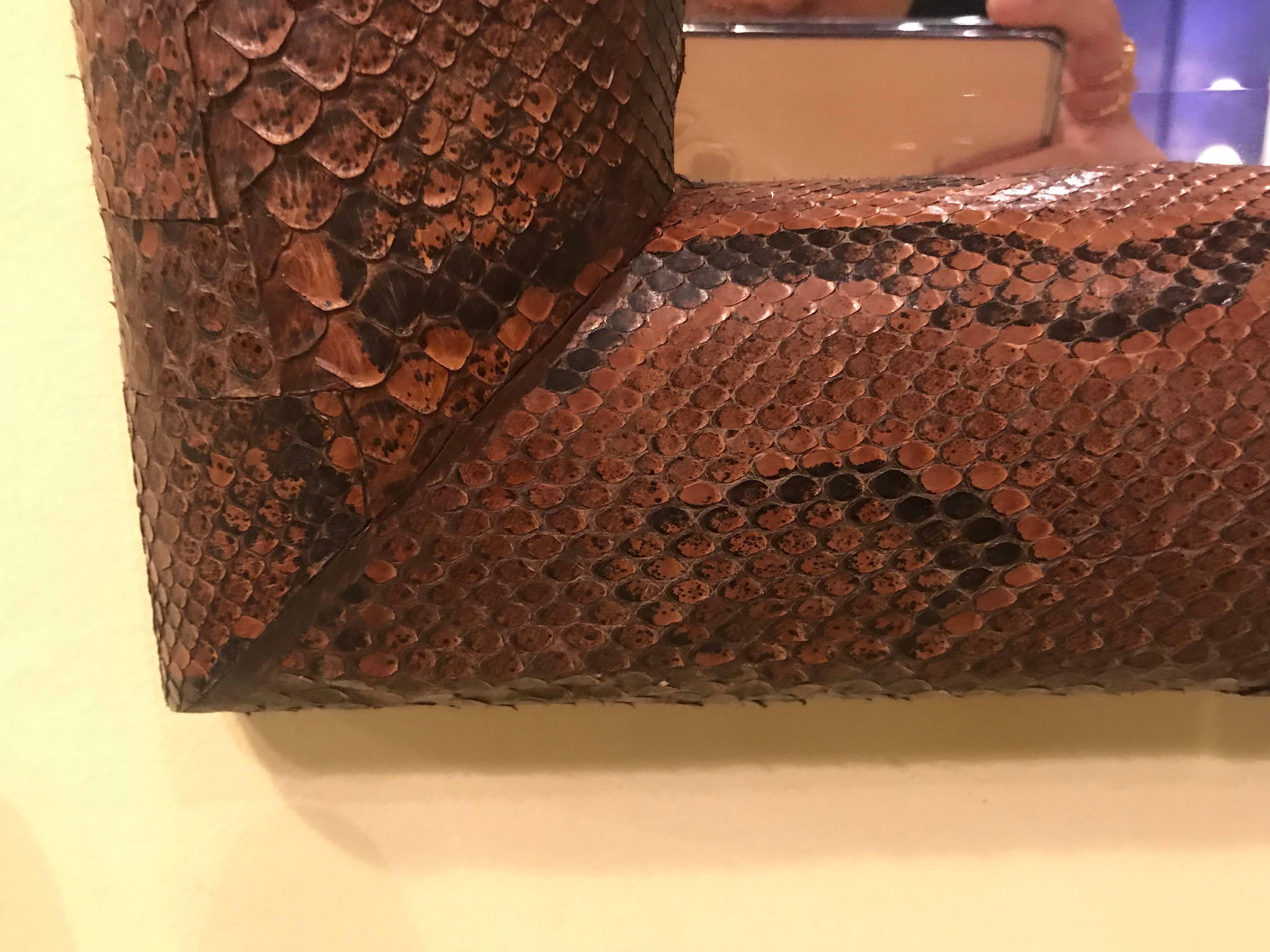 Pair of Custom Unique Snake Skin Wall or Console Mirrors 2