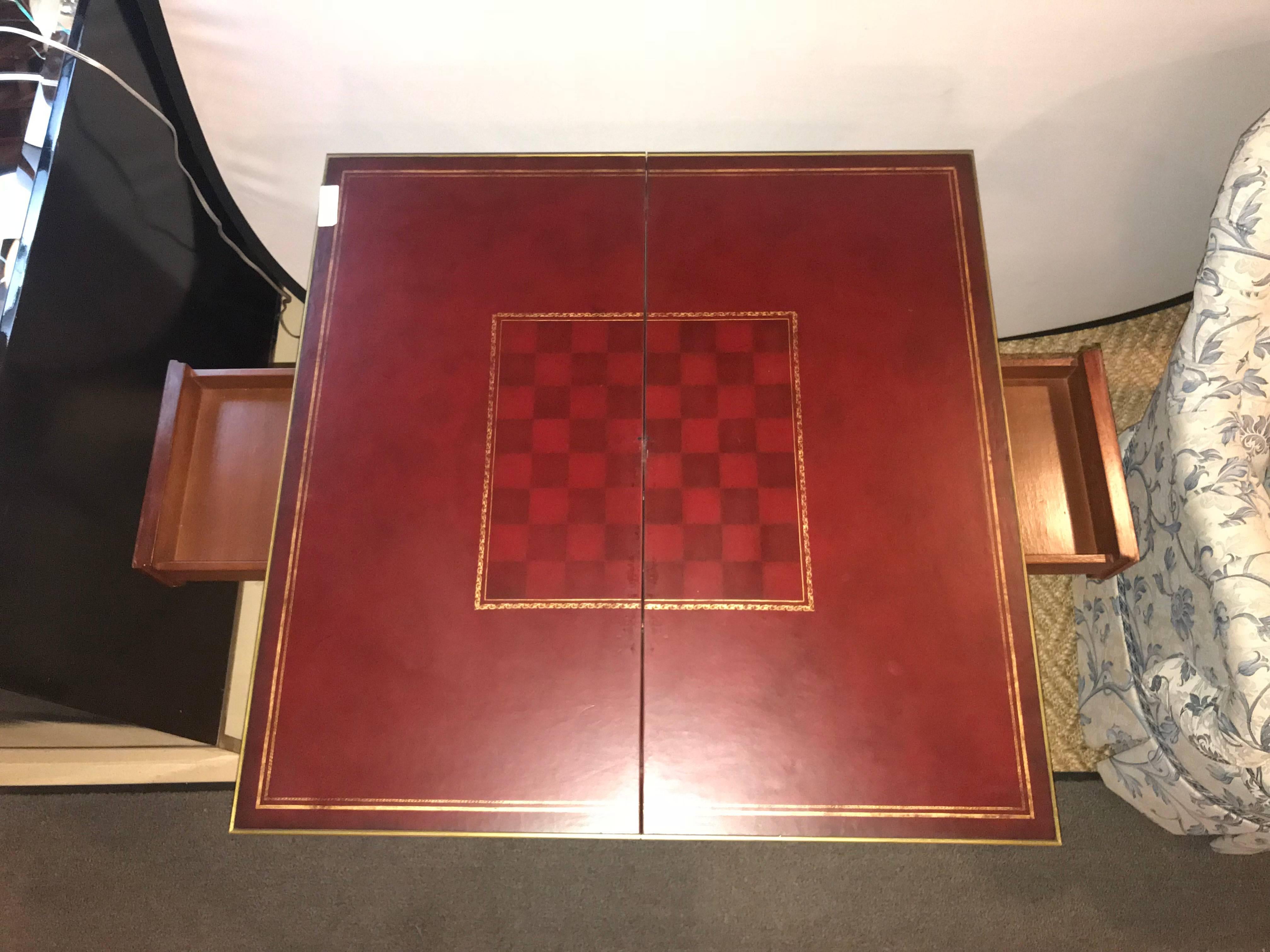 Bronze Mounted Mahogany Card Table by Ralph Lauren with Drawer 1
