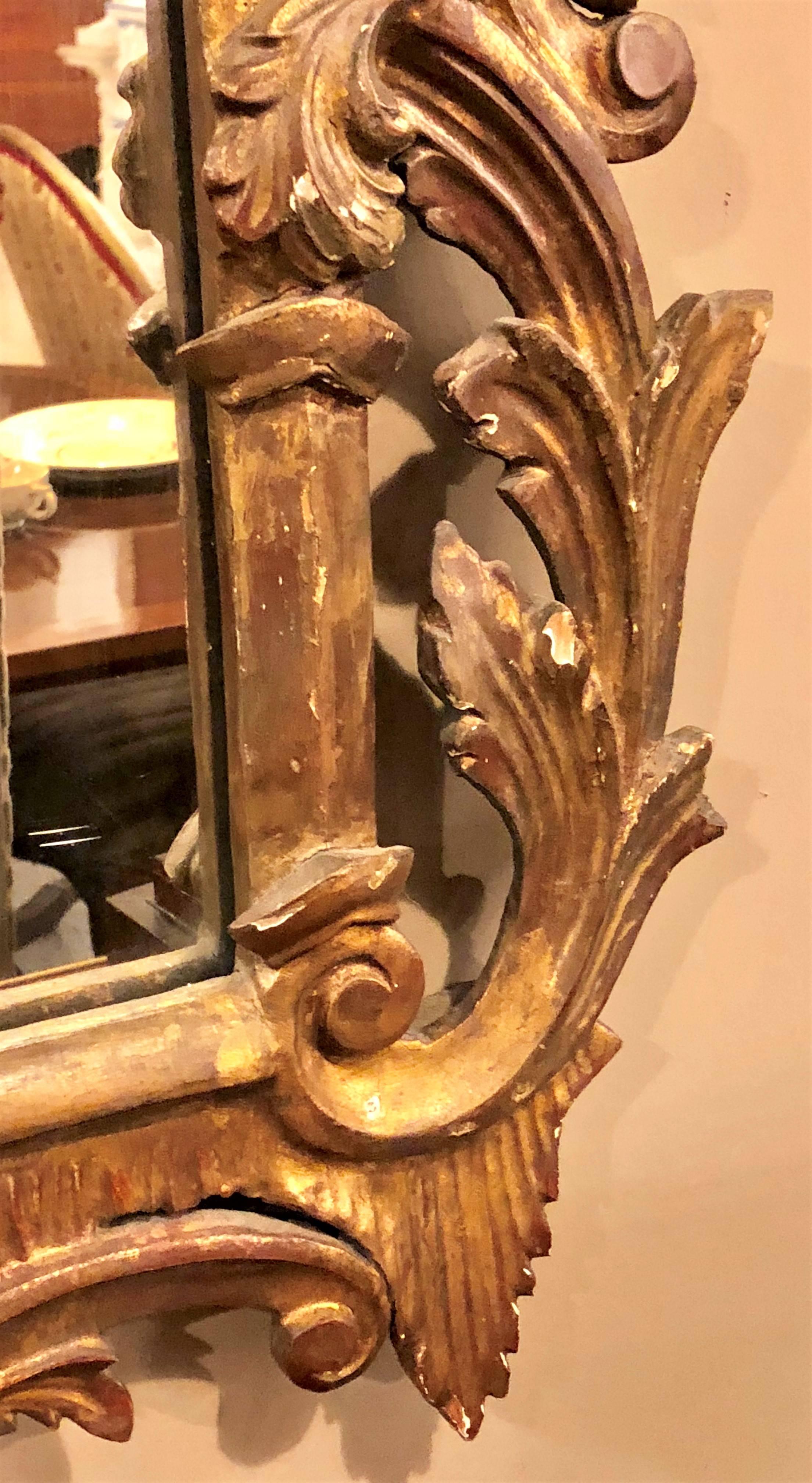 Chinese Chippendale Style Giltwood and Gesso Wall or Console Mirror In Good Condition In Stamford, CT