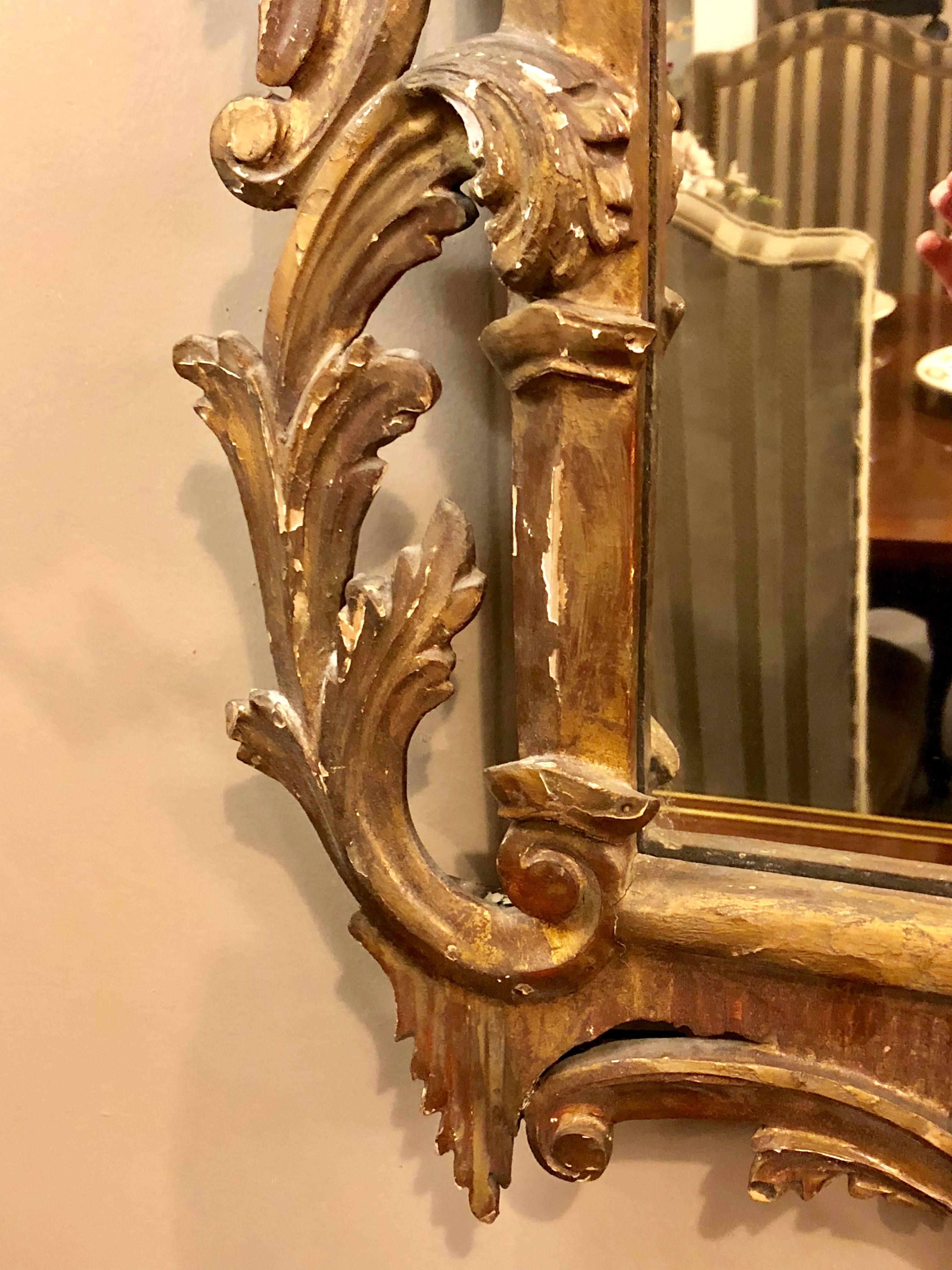 Chinese Chippendale Style Giltwood and Gesso Wall or Console Mirror 4