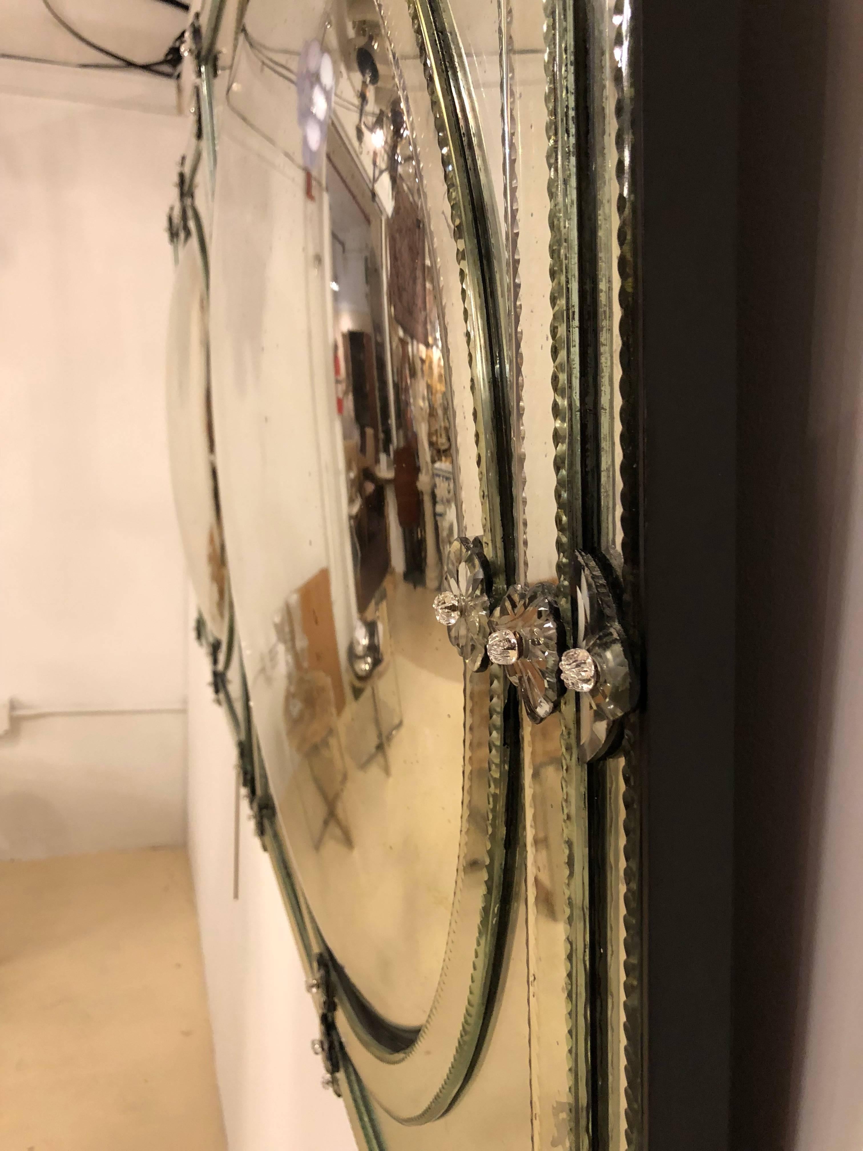 Pair of Modern Convex Center Square Framed Wall or Console Mirrors  2
