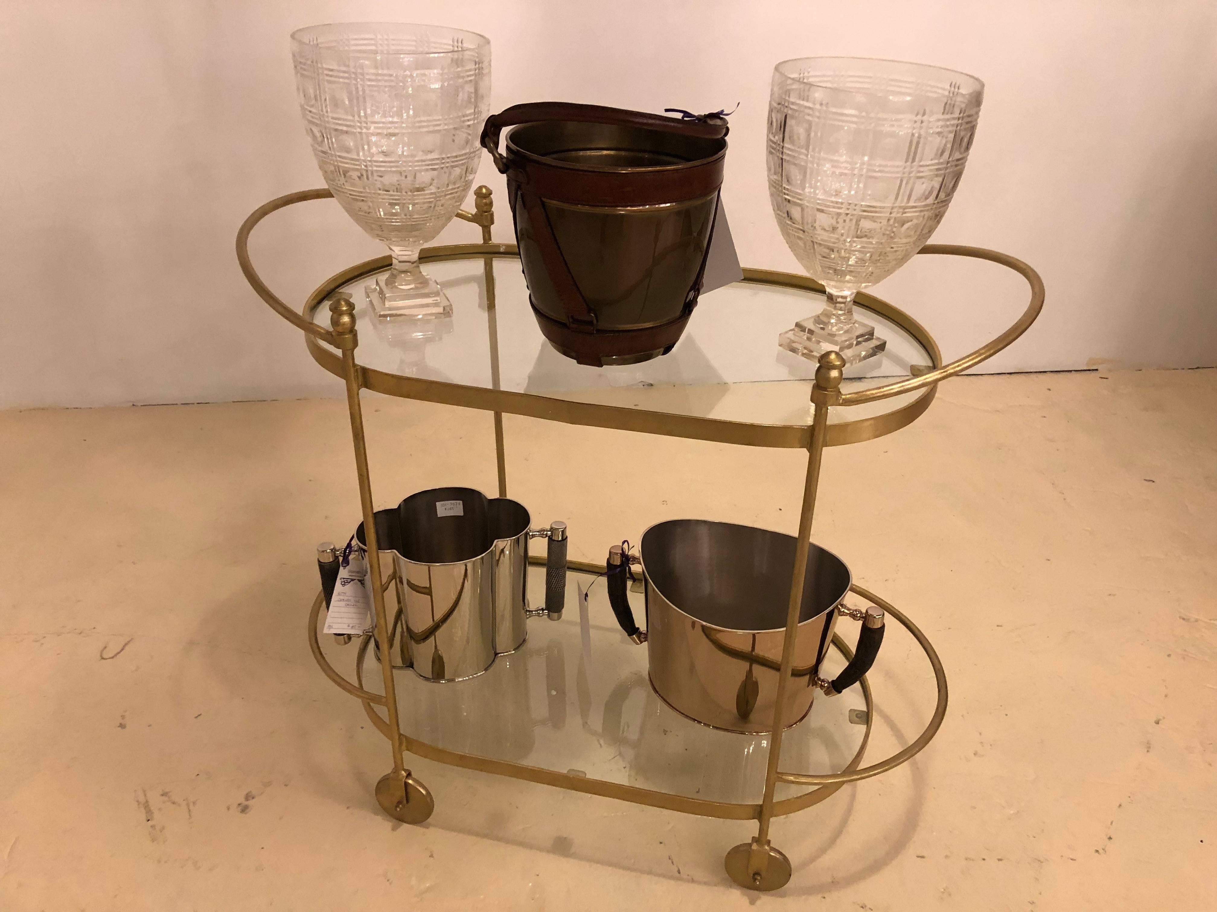 American Fine Iron Bar Serving or Tea Cart or Trolley with Glass Shelves