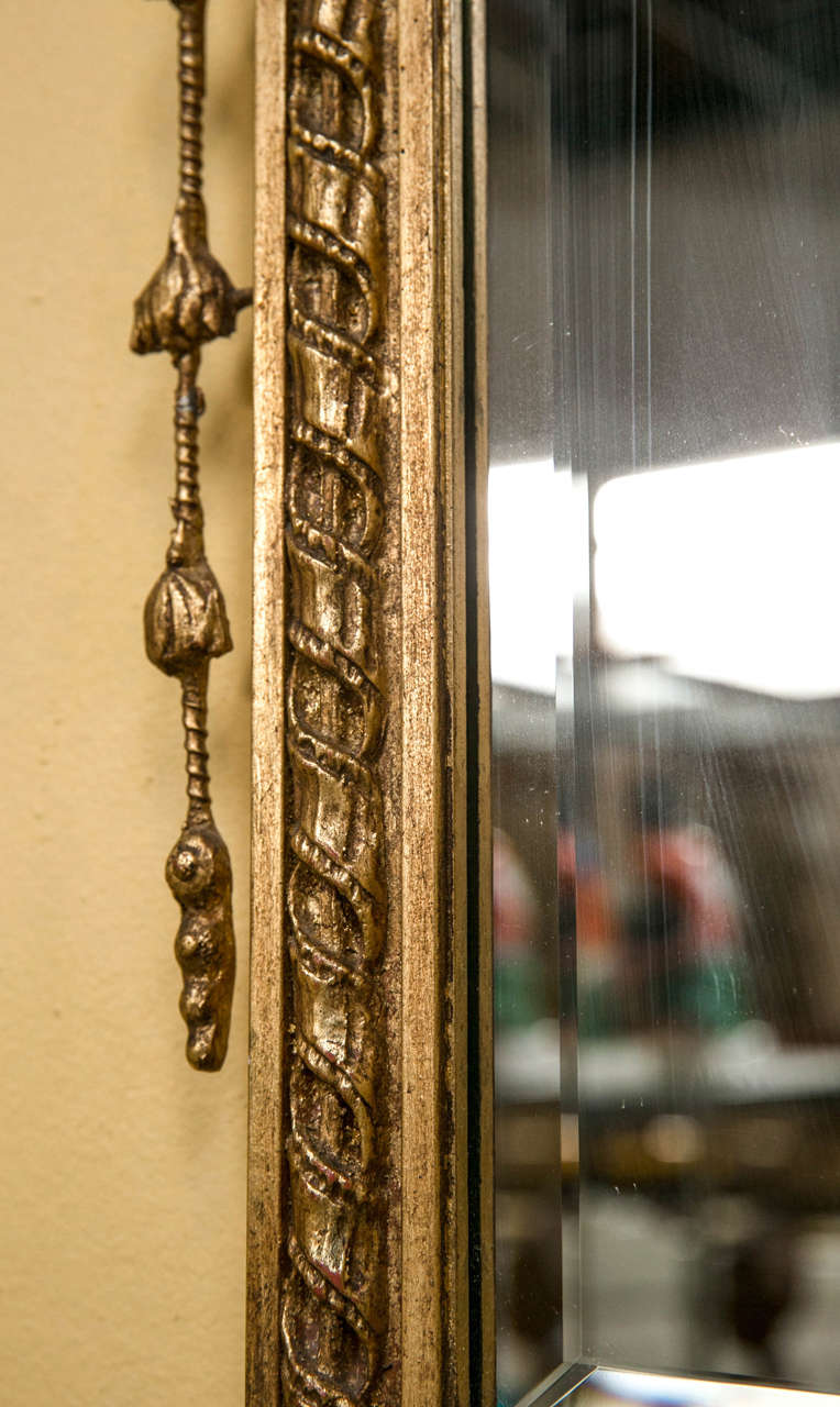 Mid-20th Century Adams Style Beveled Mirror in Finely Carved Frame