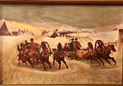 Oil on Canvas of a Russian Racing Scene in the Snow by Ivan Tschernikow