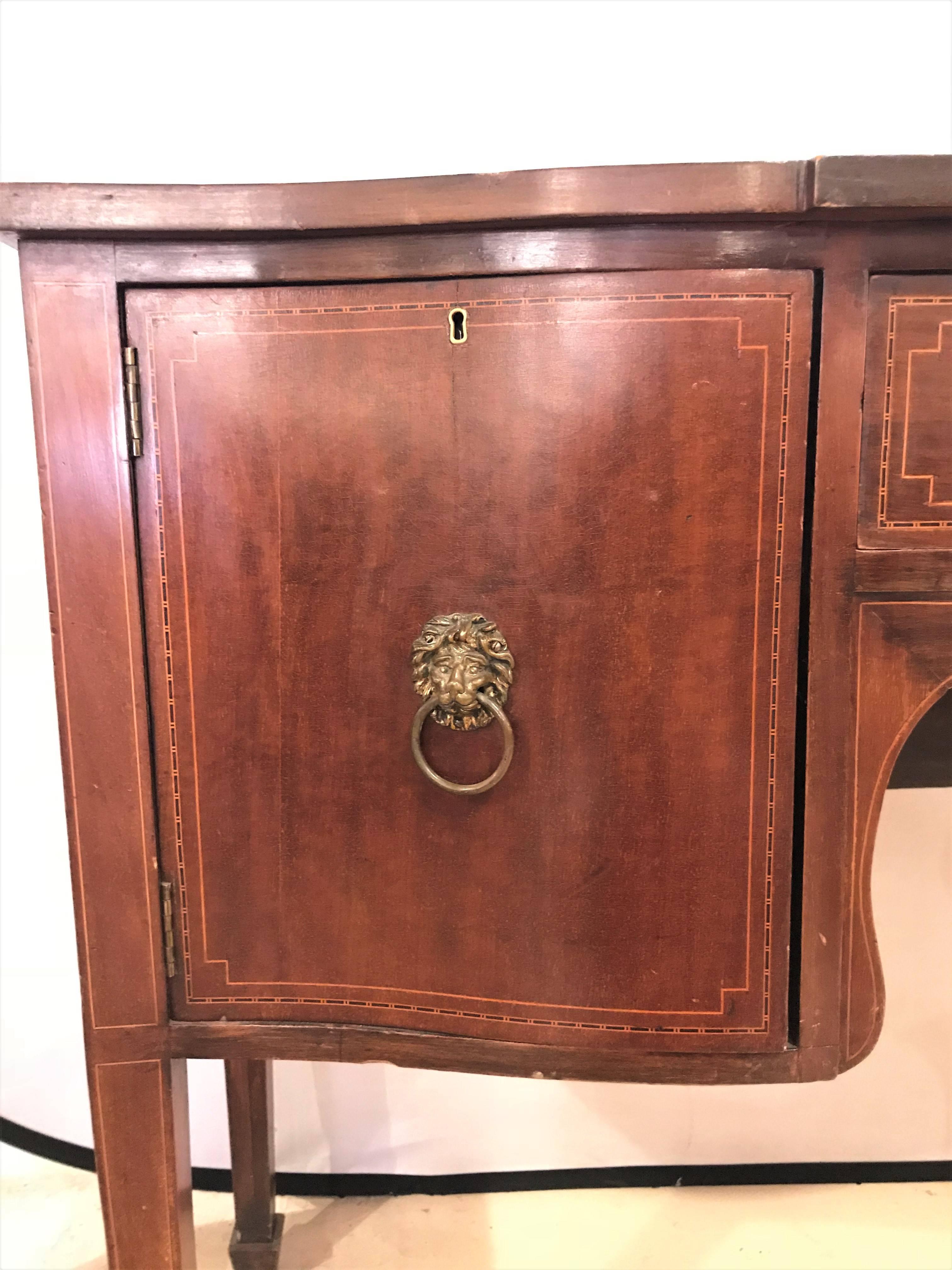 Wood 19th Century Georgian Style Sideboard or Server with Inlays