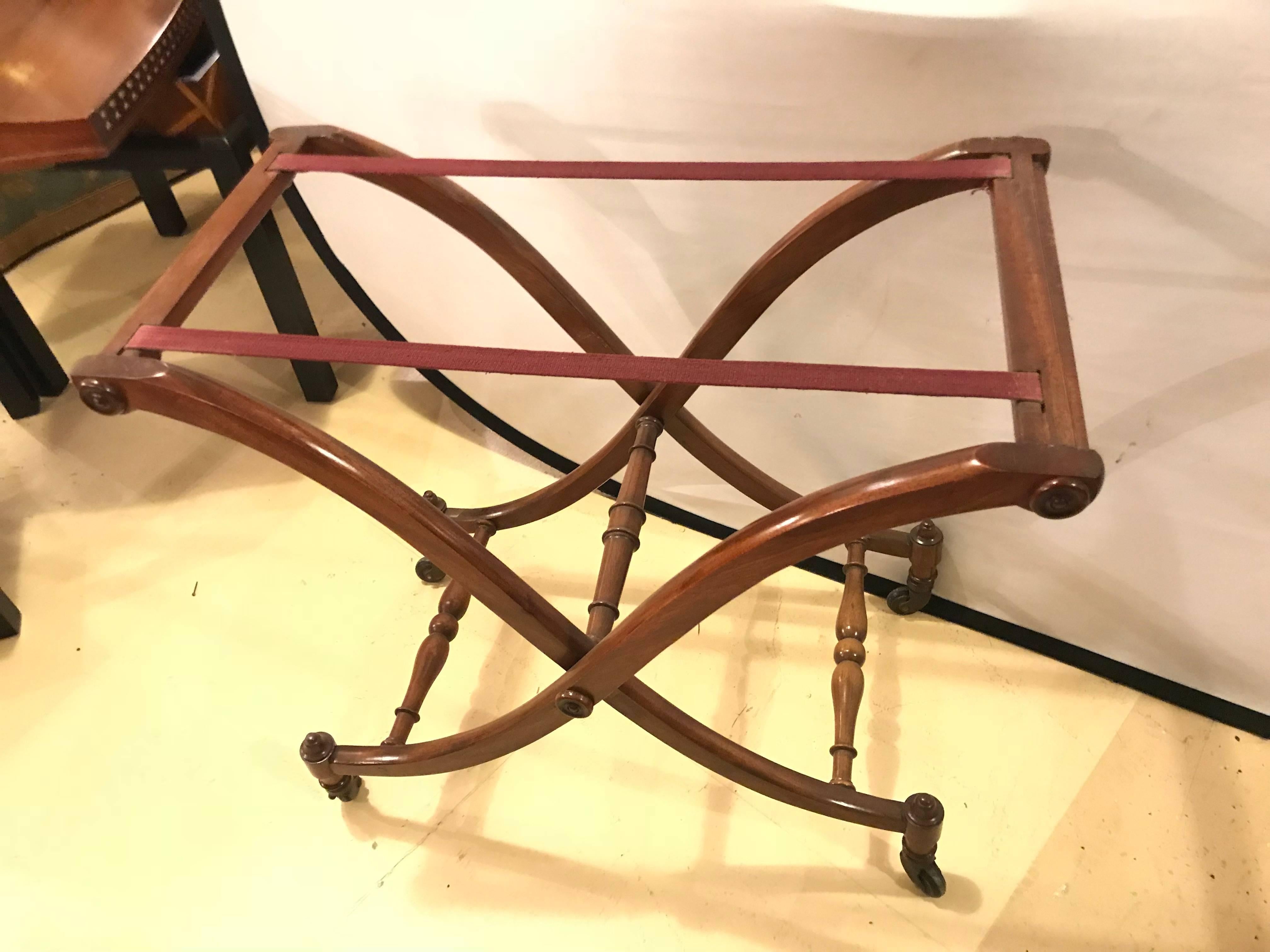 Mid-20th Century Mahogany Georgian Style Serving Cart on Casters with Folding Base