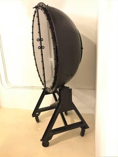 Large and Impressive Industrial Ships Port Hole Bar Cabinet with Mirrored Back