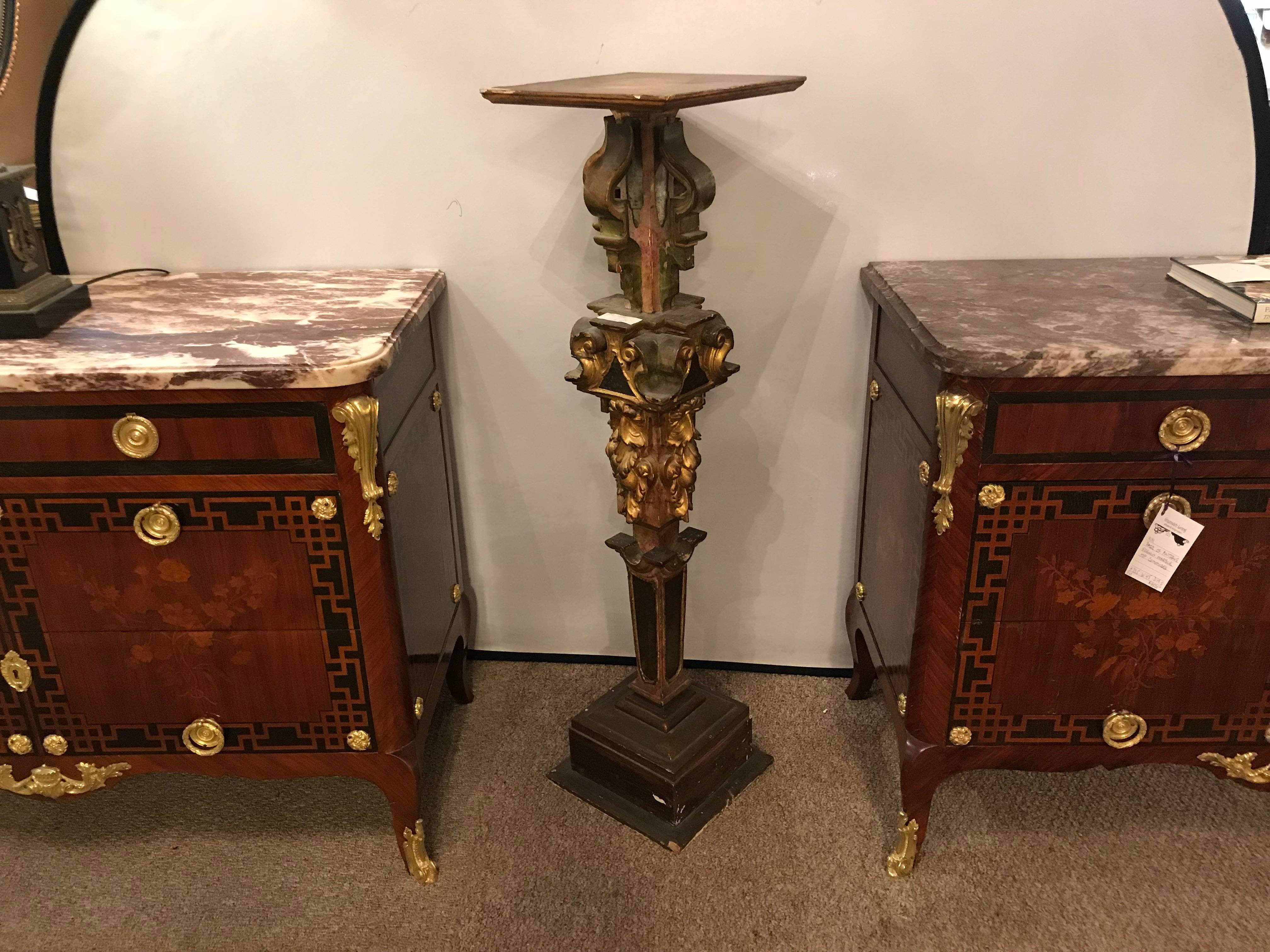 Continental Italian Gilt Distressed Continental Pedestal For Sale 3