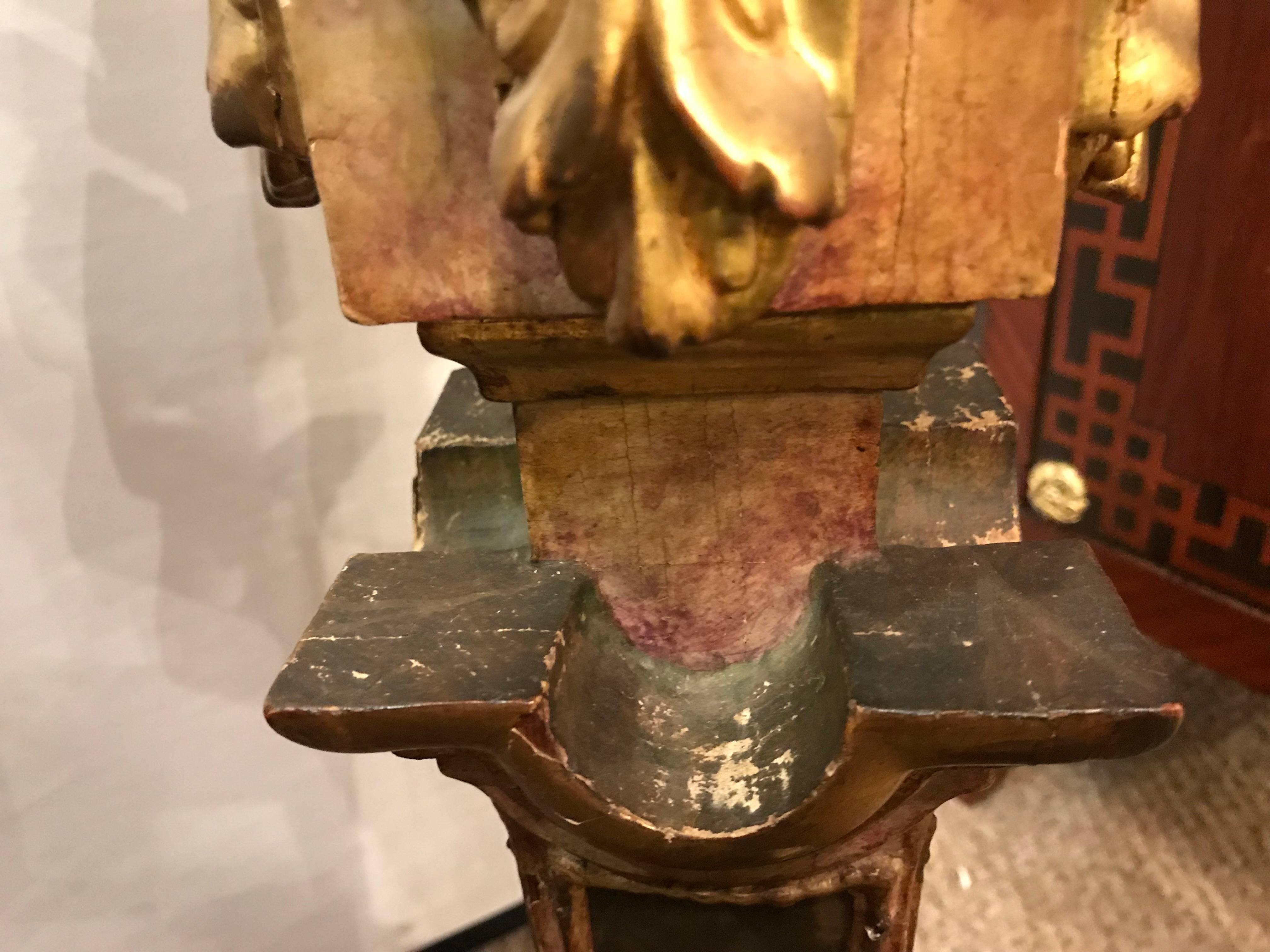Continental Italian Gilt Distressed Continental Pedestal For Sale 5
