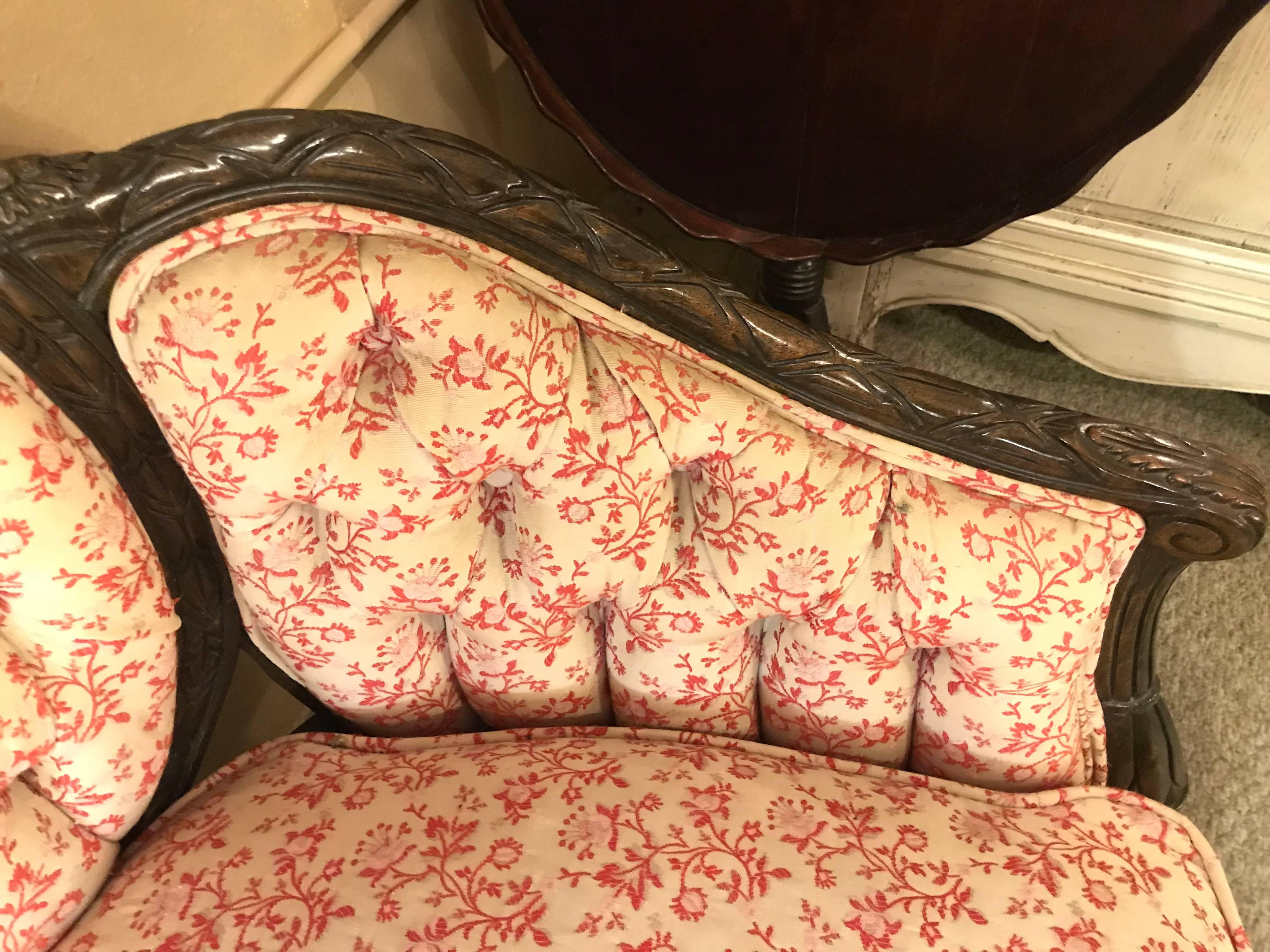 Fine Pair of Louis XV Style Carved Settees or Loveseats 1