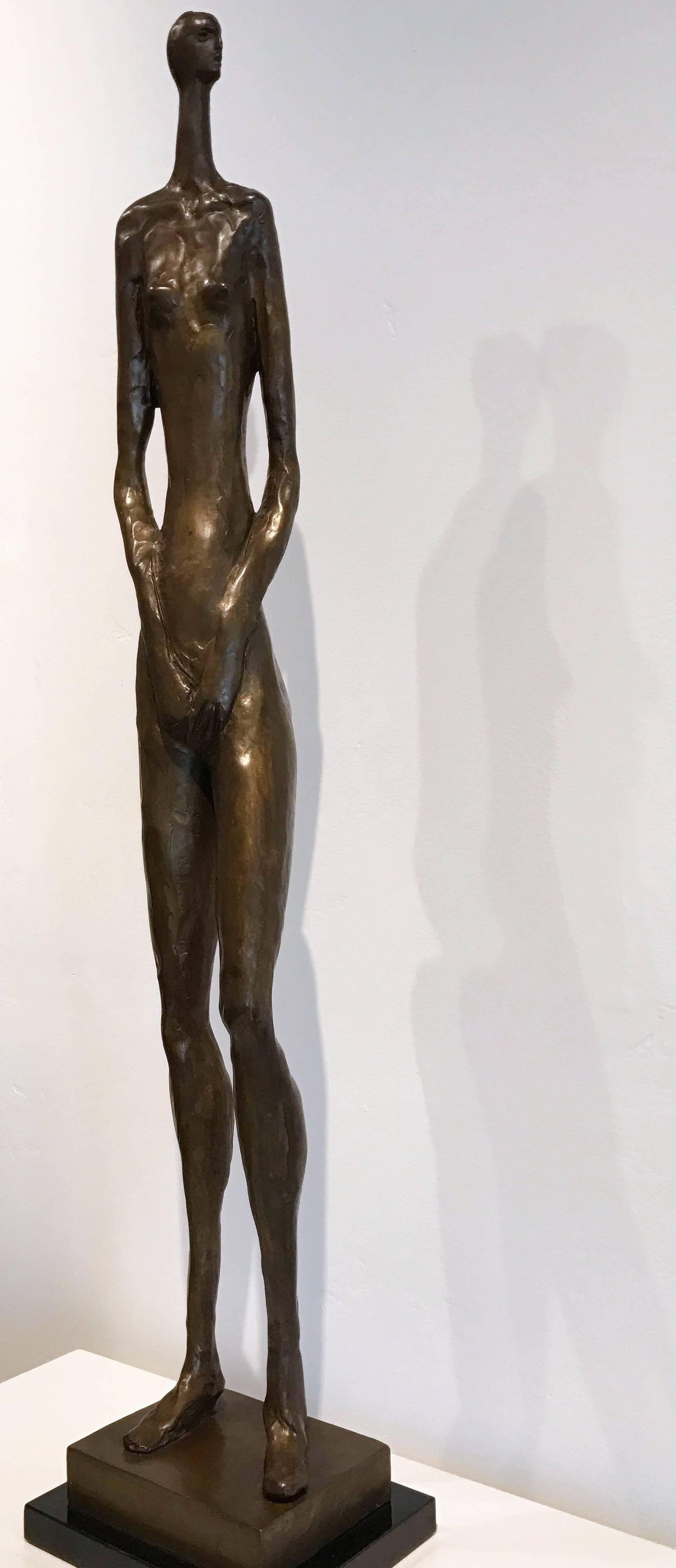 "Zulu Nude" bronze sculpture on marble base with gold patina is part of a curated collection of original fine art by Anthony Quinn. This sculpture was executed in 1985 and only 8 have been cast in the Edition of 8 plus 2 Artist's Proofs.