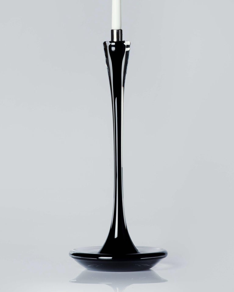 Moshe Bursuker Set of 5 Black Glass Candleholders, 2019 For Sale at 1stDibs