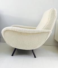 Pair of Mid Century Italian Chairs, Shearling and Black Metal, circa 1950s