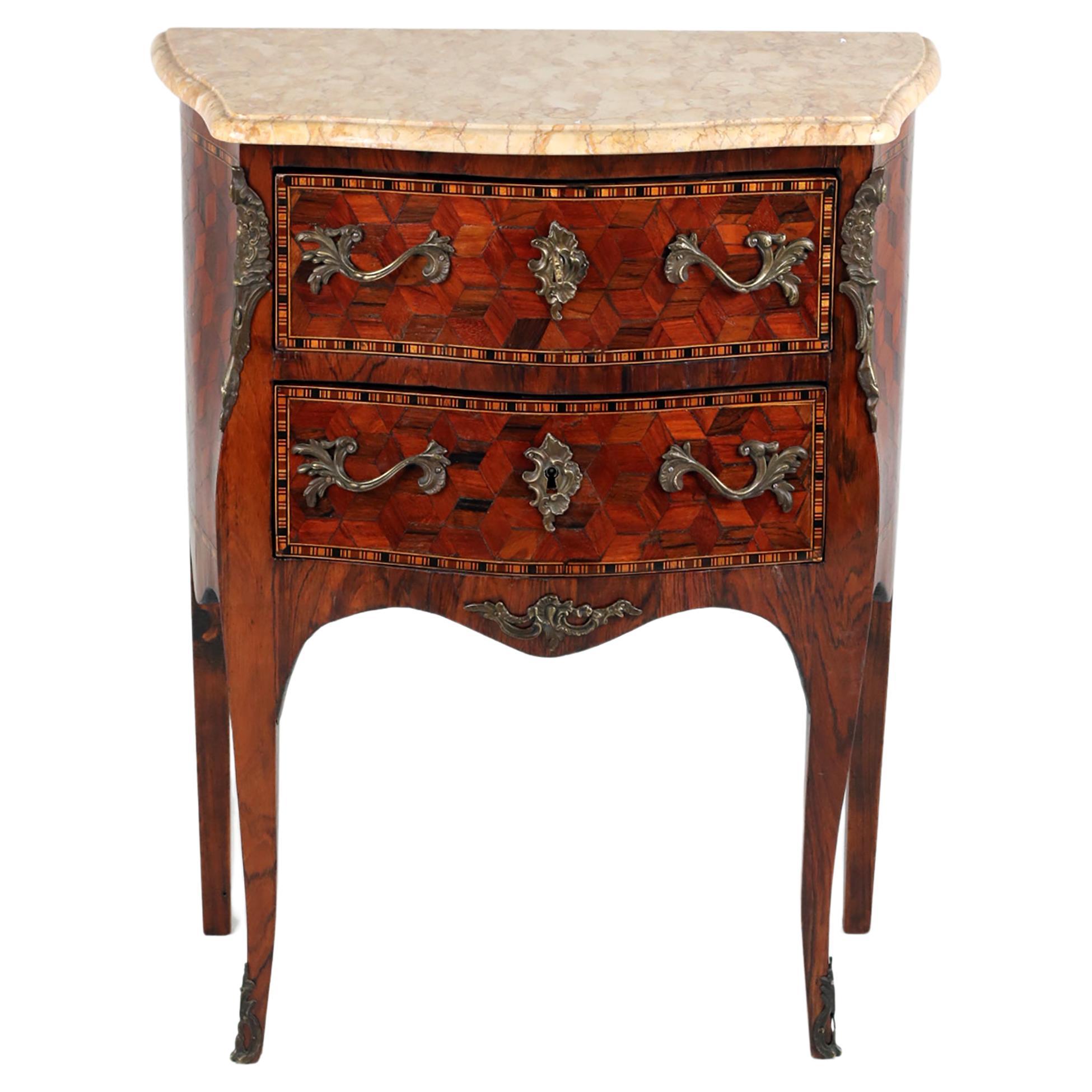 Late 19th Century French Louis XVI Style, Chest of Drawers with Parquetry