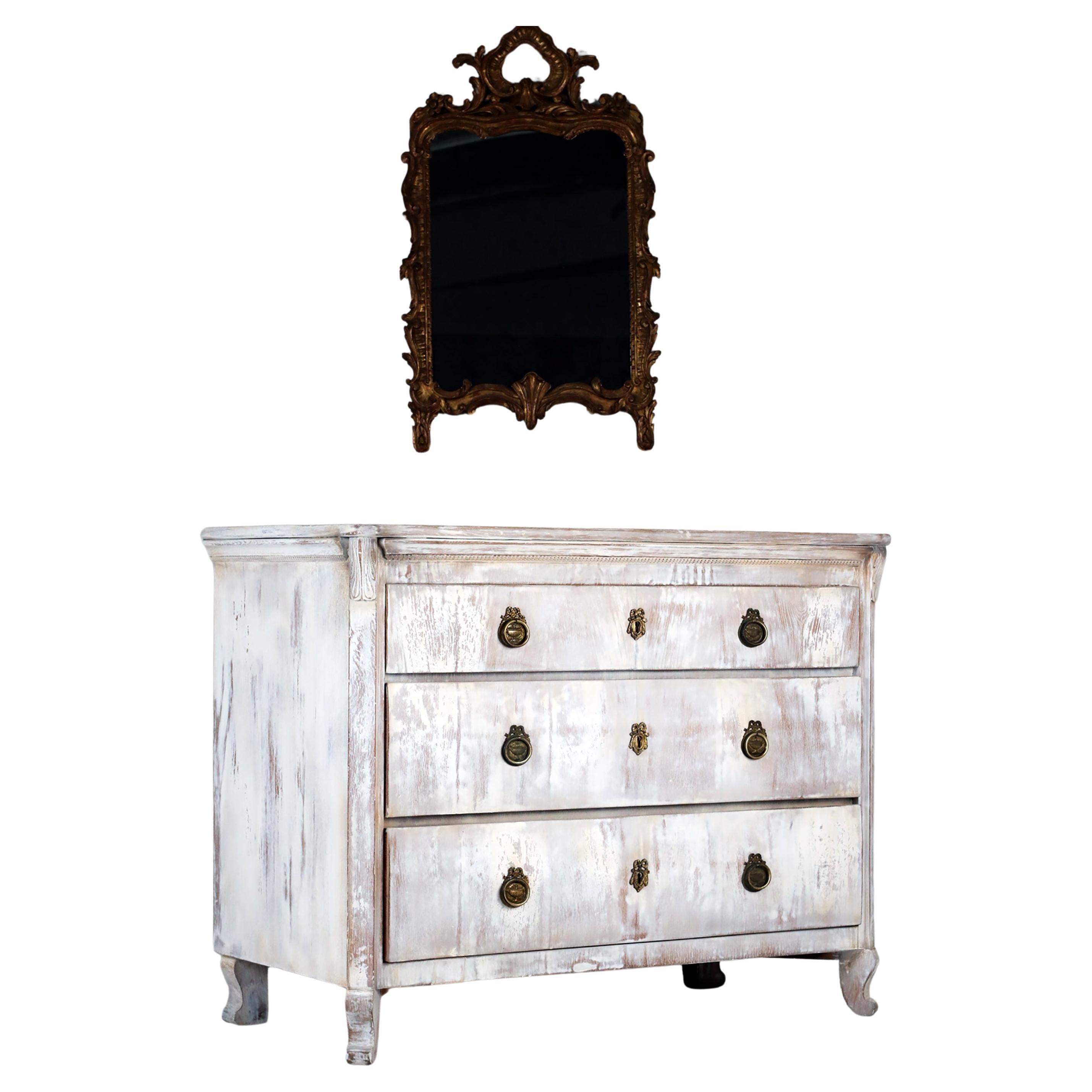 Painted 19th Century Large Gustavian Style Chest of Drawers For Sale