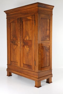 German Biedermeier Solid Walnut Wardrobe, circa 1820