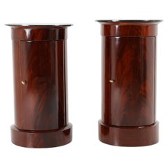 Pair of French Empire Mahogany Somno Pedestal Cabinets, circa 1830