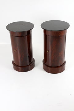 Pair of French Empire Mahogany Somno Pedestal Cabinets, circa 1830