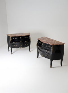 Pair of French Neo-Baroque Ebony-Effect Chests of Drawers