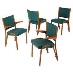 Set of Four French “Bow Wood” Chairs by Steiner Paris, circa 1950s