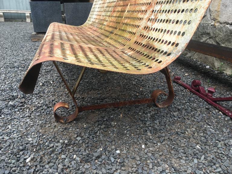Mid-Century Modern French Steel Garden Bench at 1stDibs
