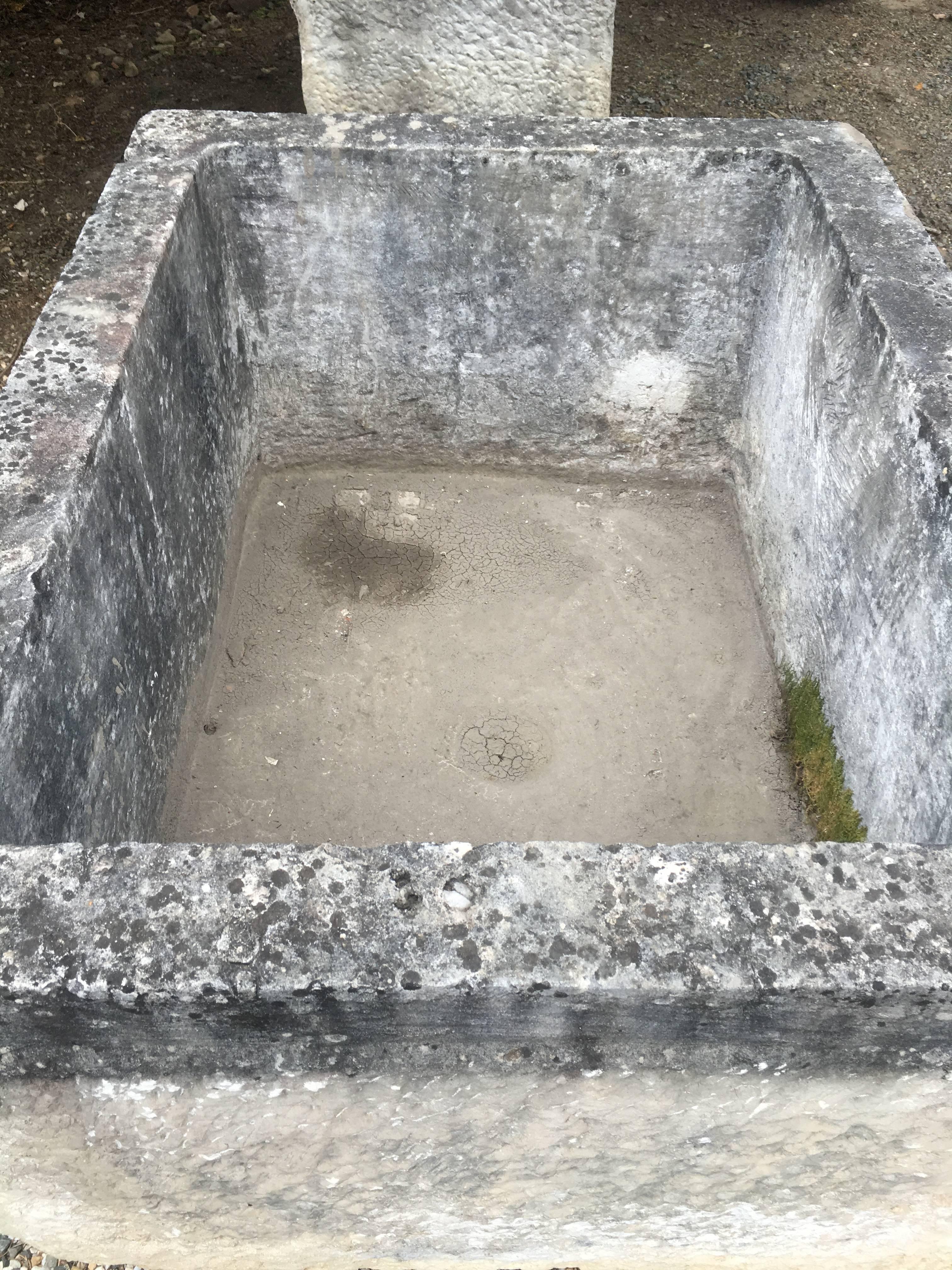 19th Century Large and Rare French Banded Limestone Trough