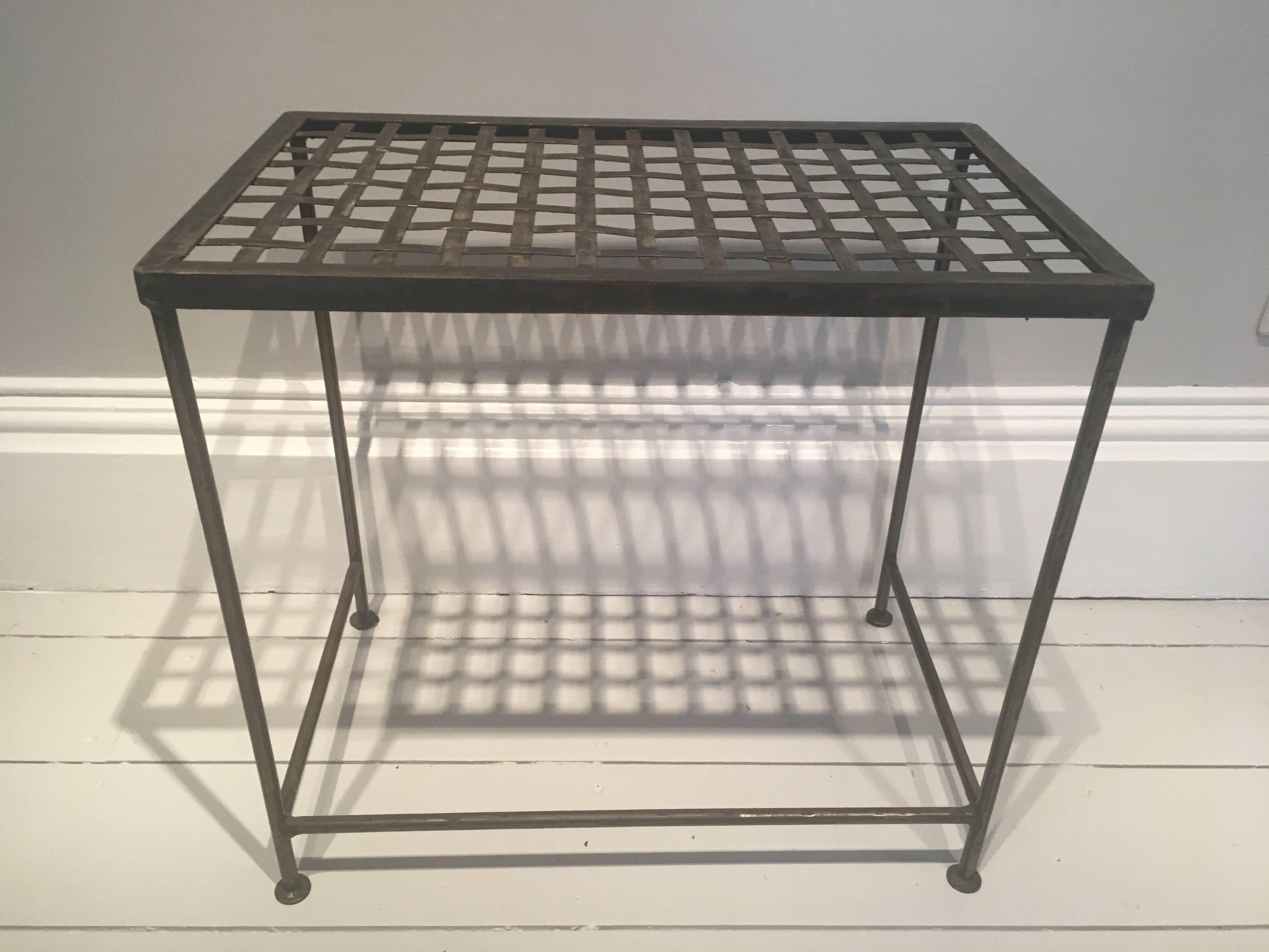 Set of Three Graduated Polished Woven Steel Nesting Tables 2