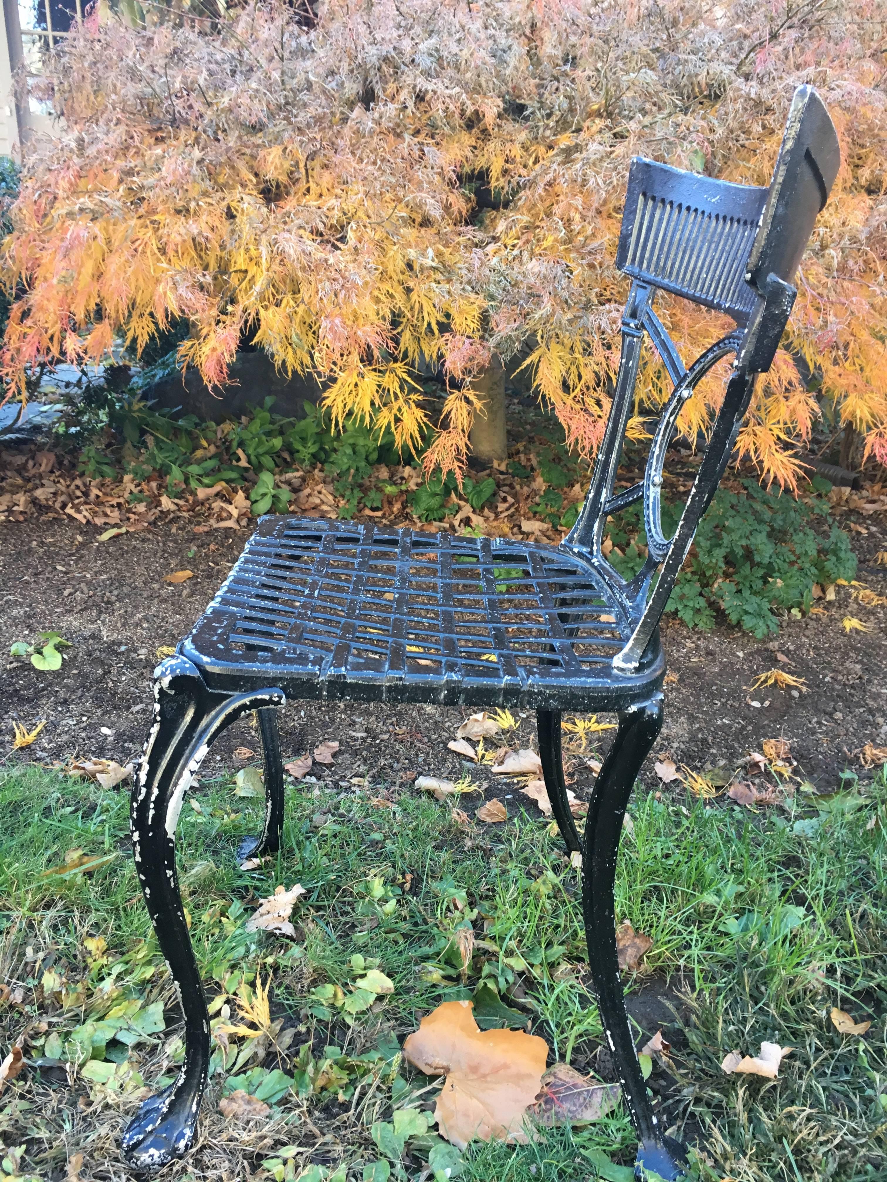 16 French Cast Aluminium Klismos-Style Garden Chairs In Excellent Condition In Woodbury, CT