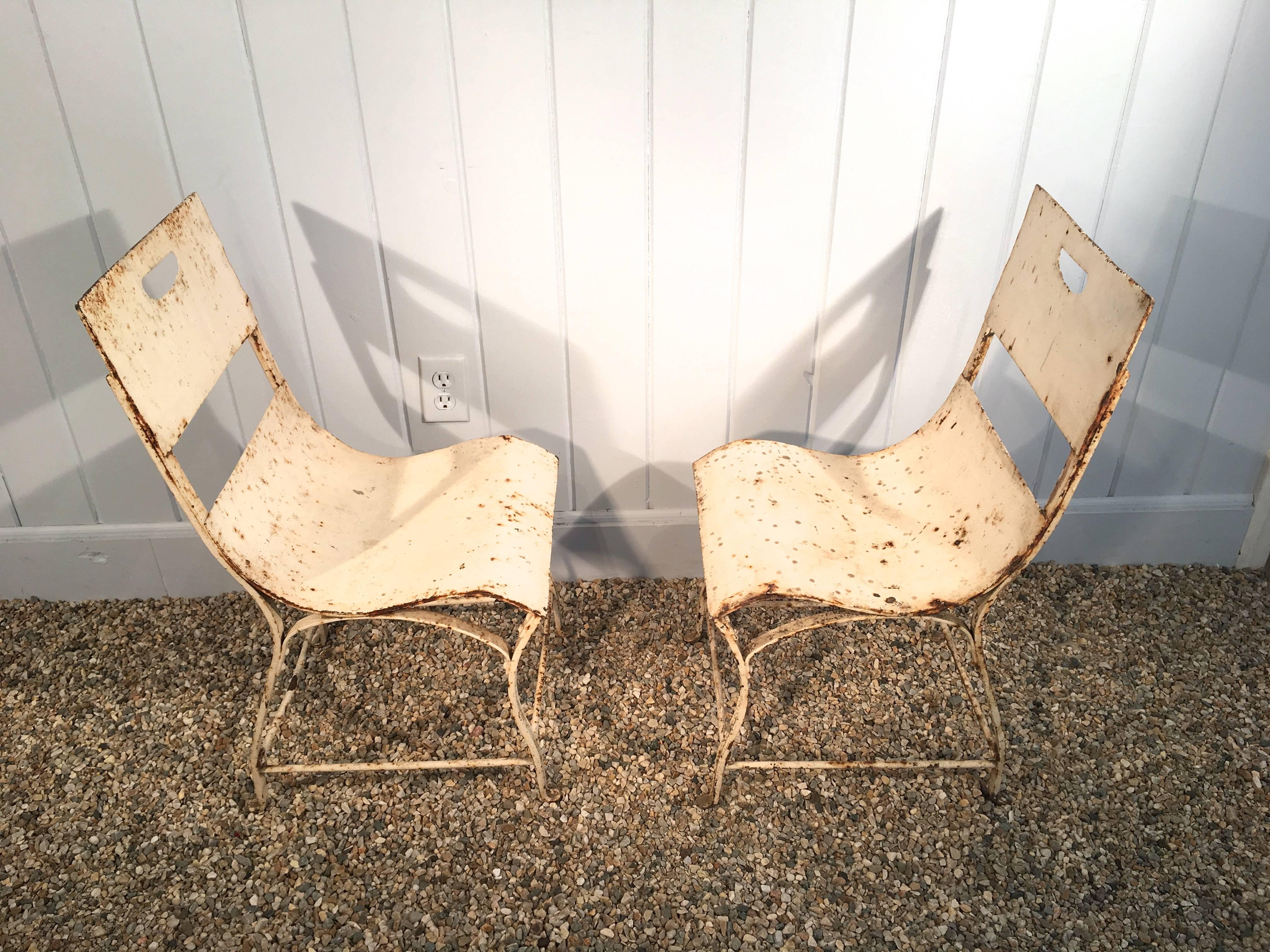 Set of Four French Painted Steel Garden Chairs 2
