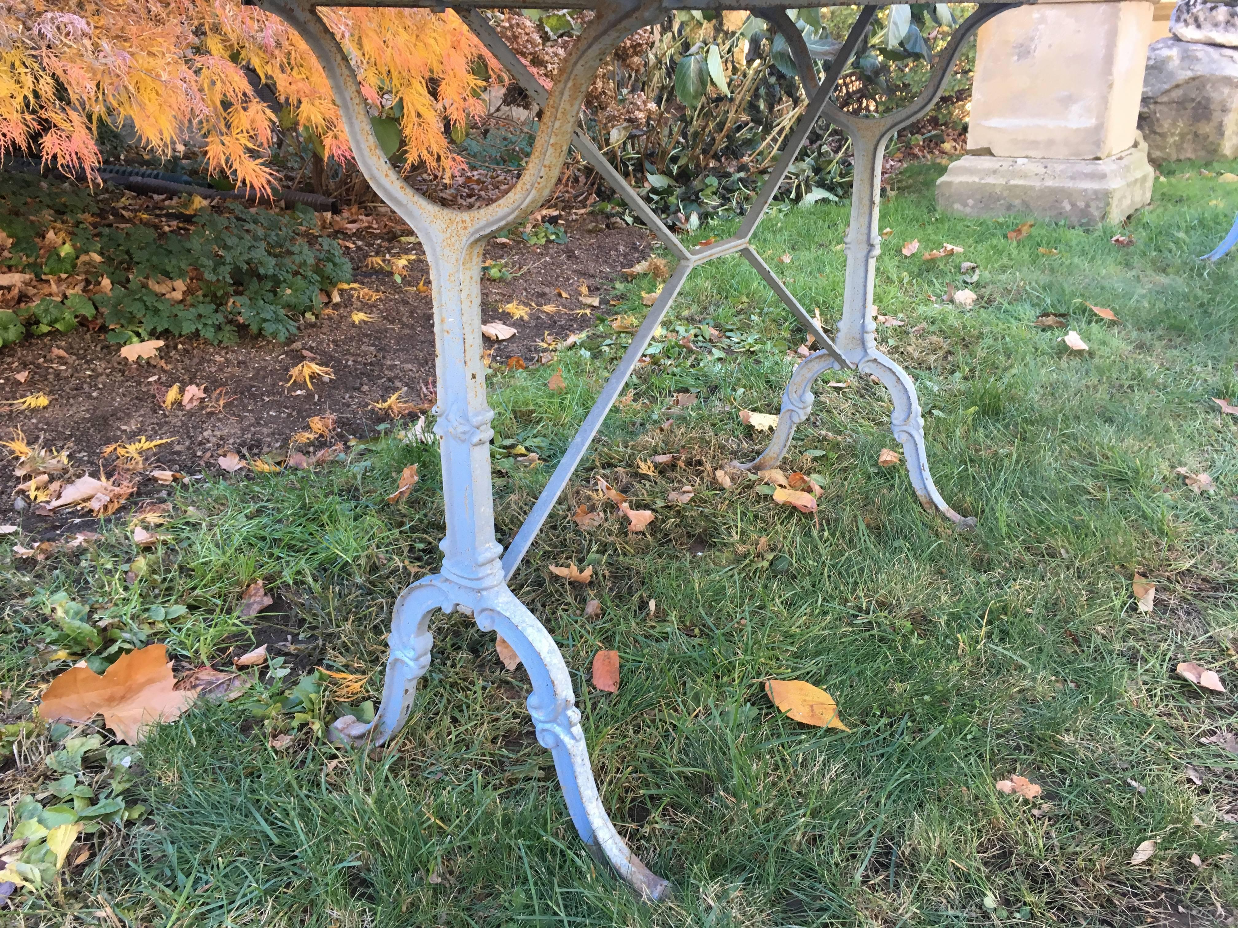 French Terrazzo-Topped Garden Dining Set for Four, Signed Godin For Sale 1