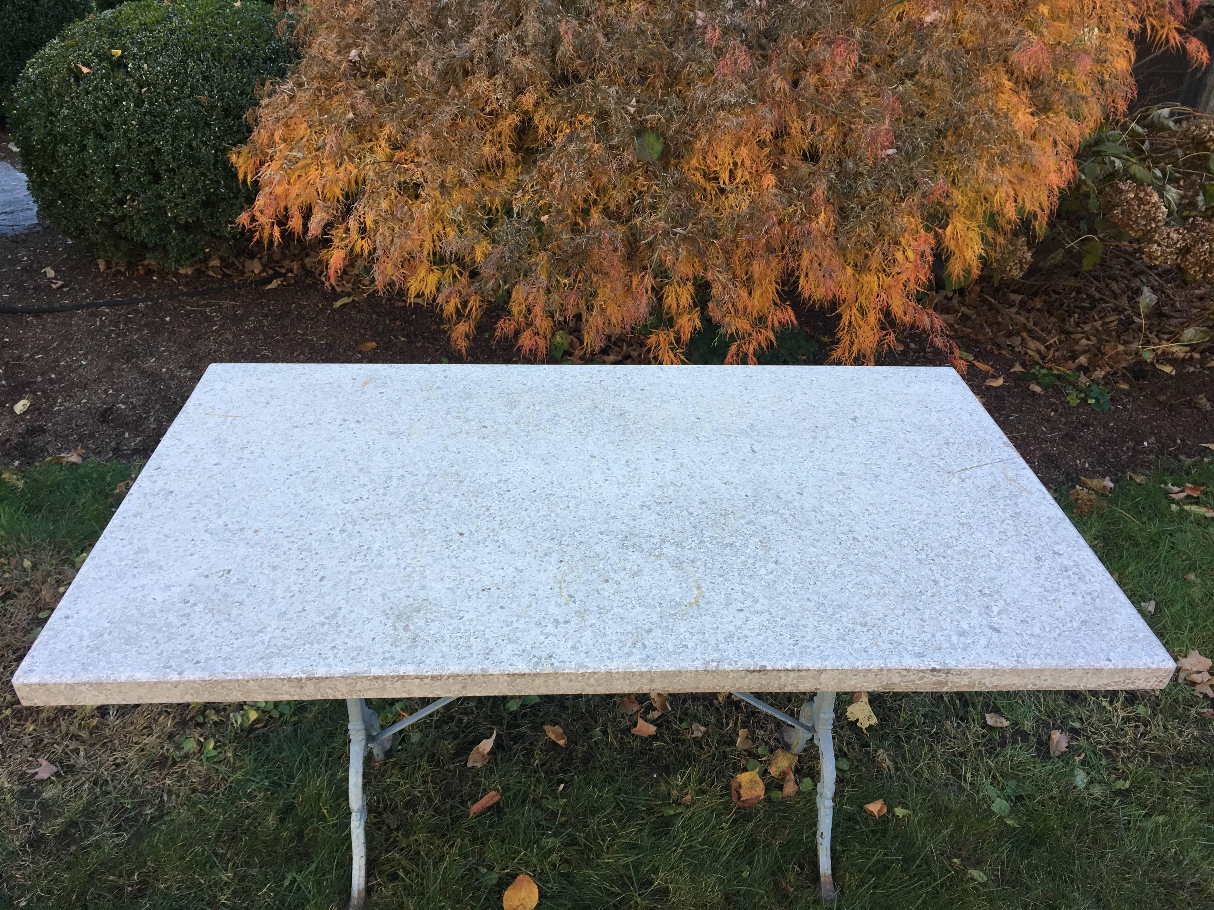 20th Century French Terrazzo-Topped Garden Dining Set for Four, Signed Godin For Sale