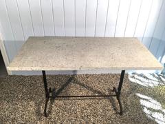 French Art Nouveau Cast Iron and Marble-Topped Table