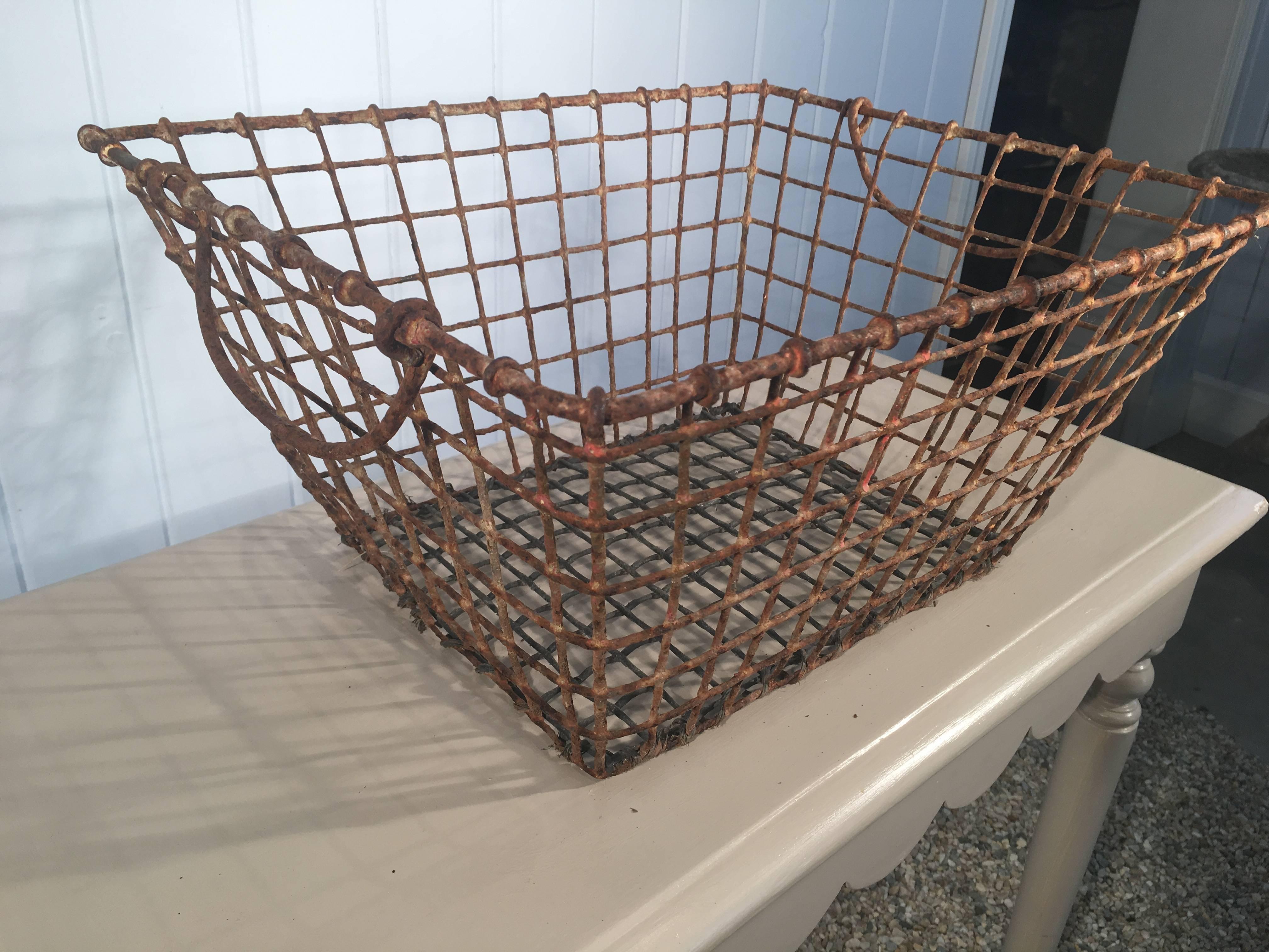 Rustic Three Rusty French Stackable French Oyster Baskets