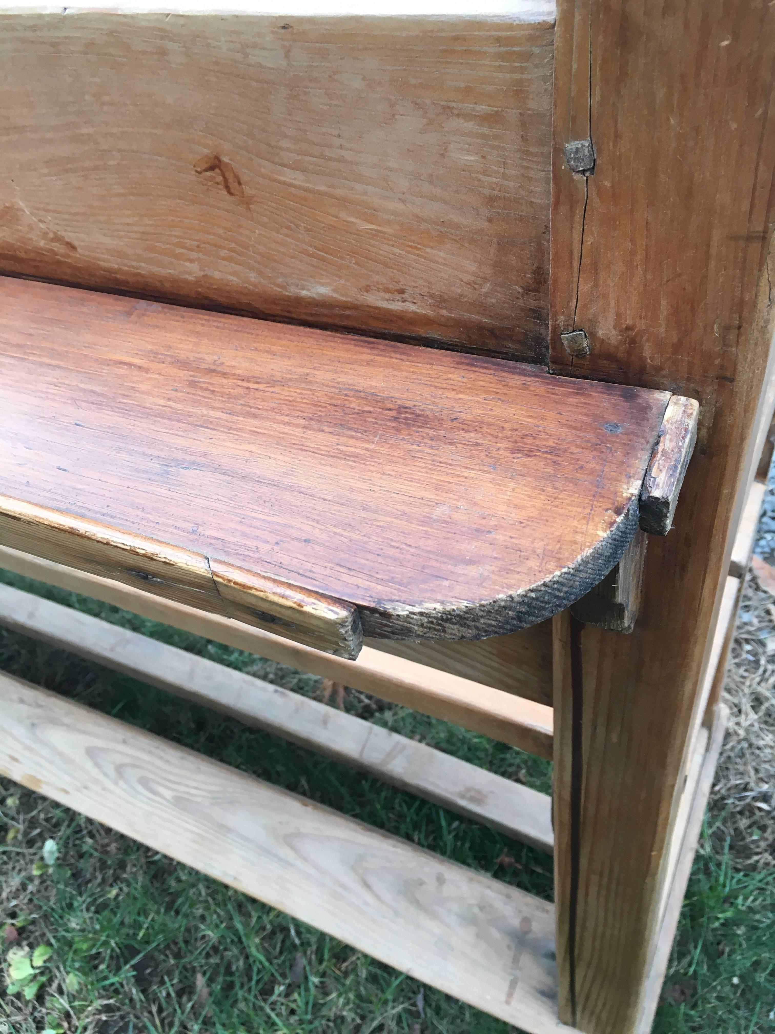 Very Long Pair of French Pine Church Pews/Benches In Excellent Condition In Woodbury, CT