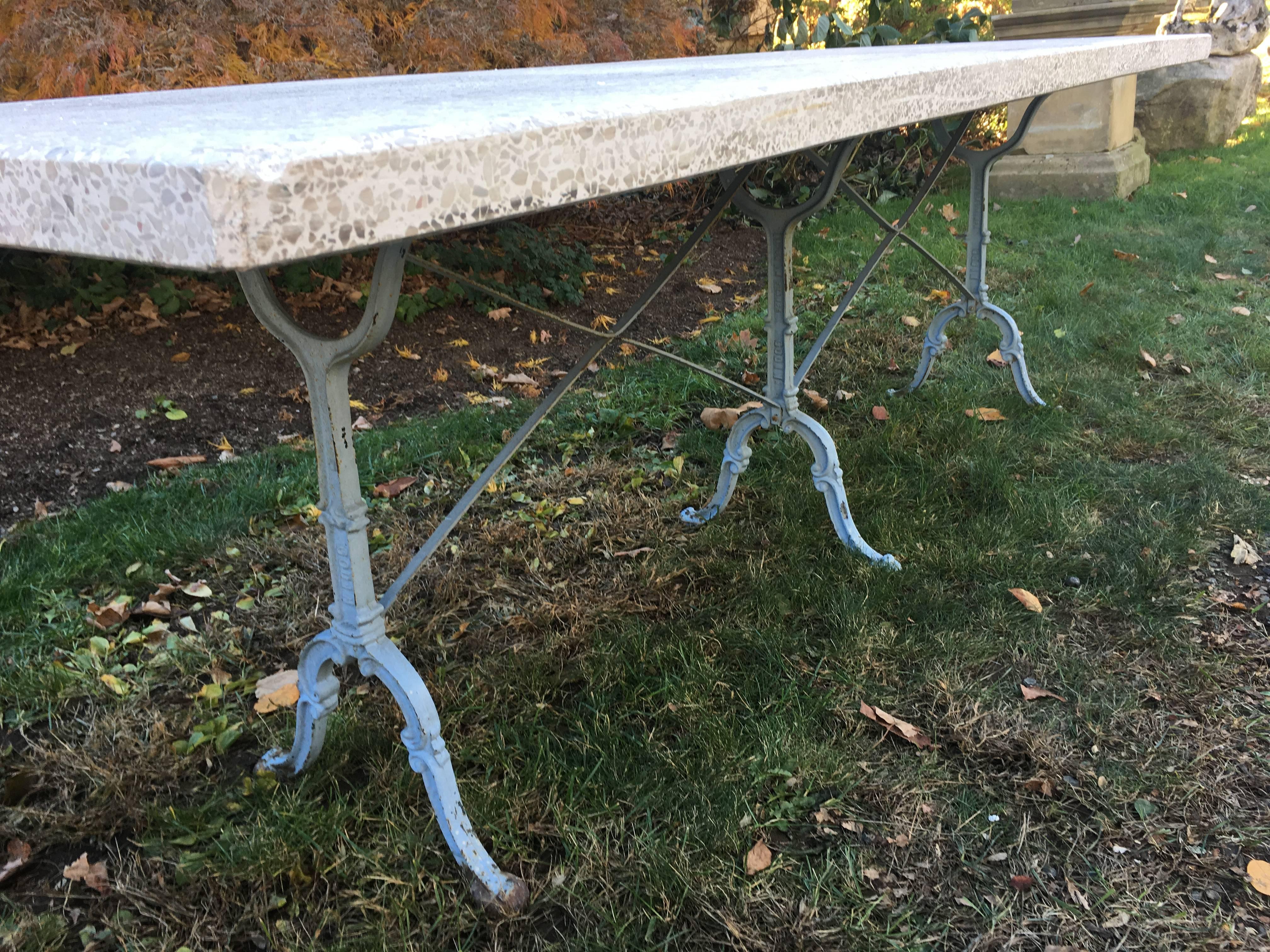 Cast French Terrazzo-Topped Dining Set for Eight