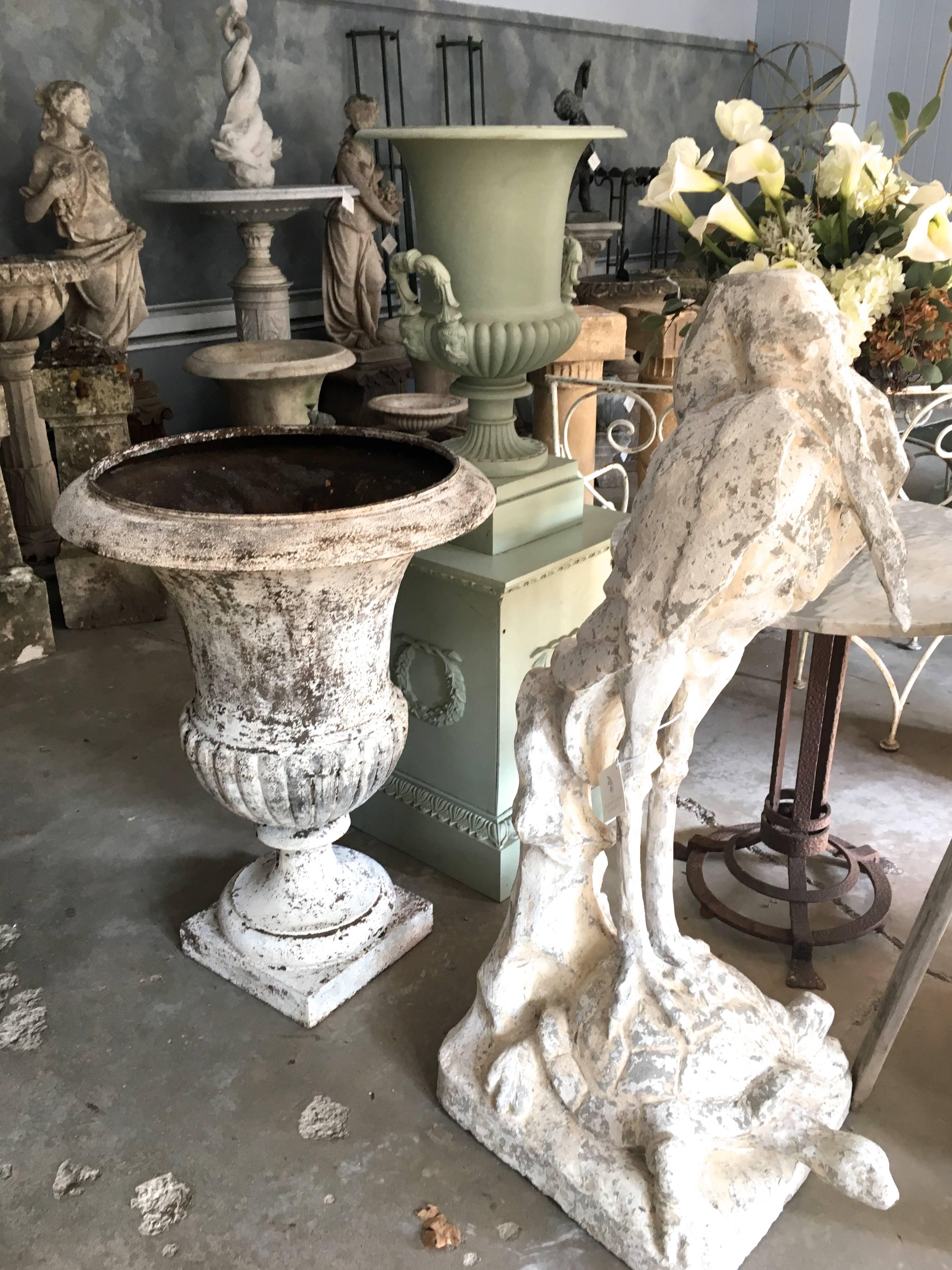 Magnificent Pair of Estate-Sized Early French Cast Iron Medici Urns 3