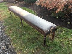 Rare Walnut Napoleon III Bench with Original Leather Upholstery