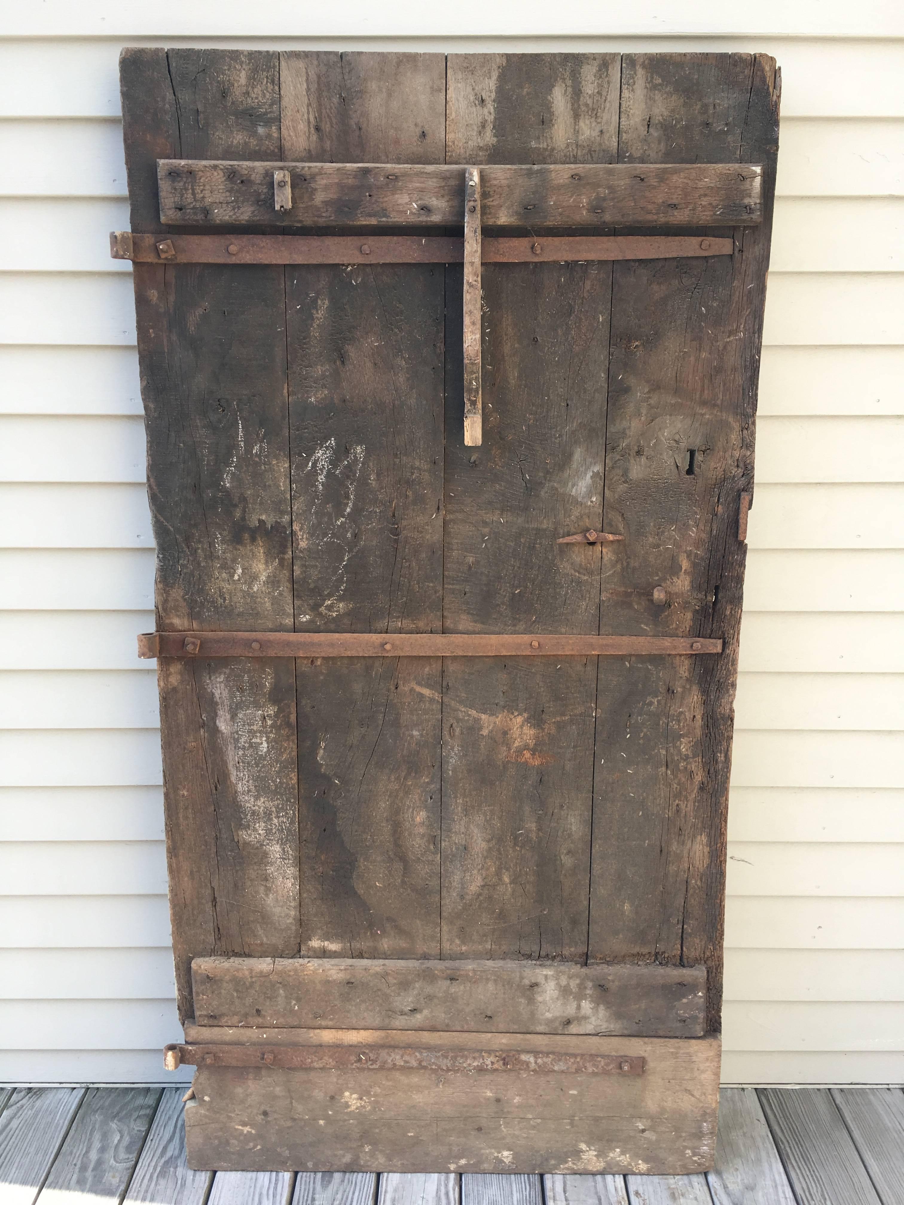 18th Century and Earlier 18th Century French Oak Chevron Design Door For Sale