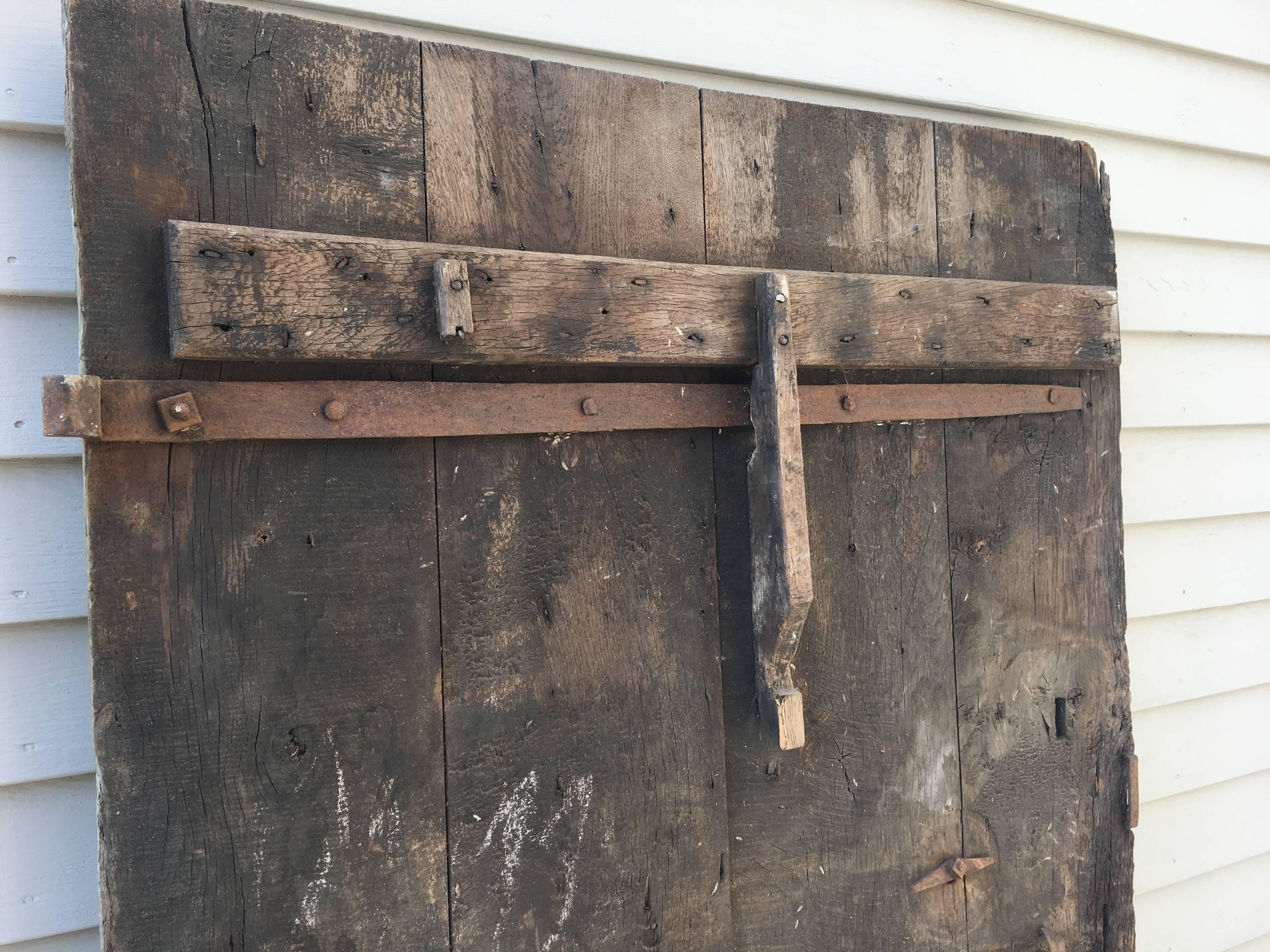 Wrought Iron 18th Century French Oak Chevron Design Door For Sale