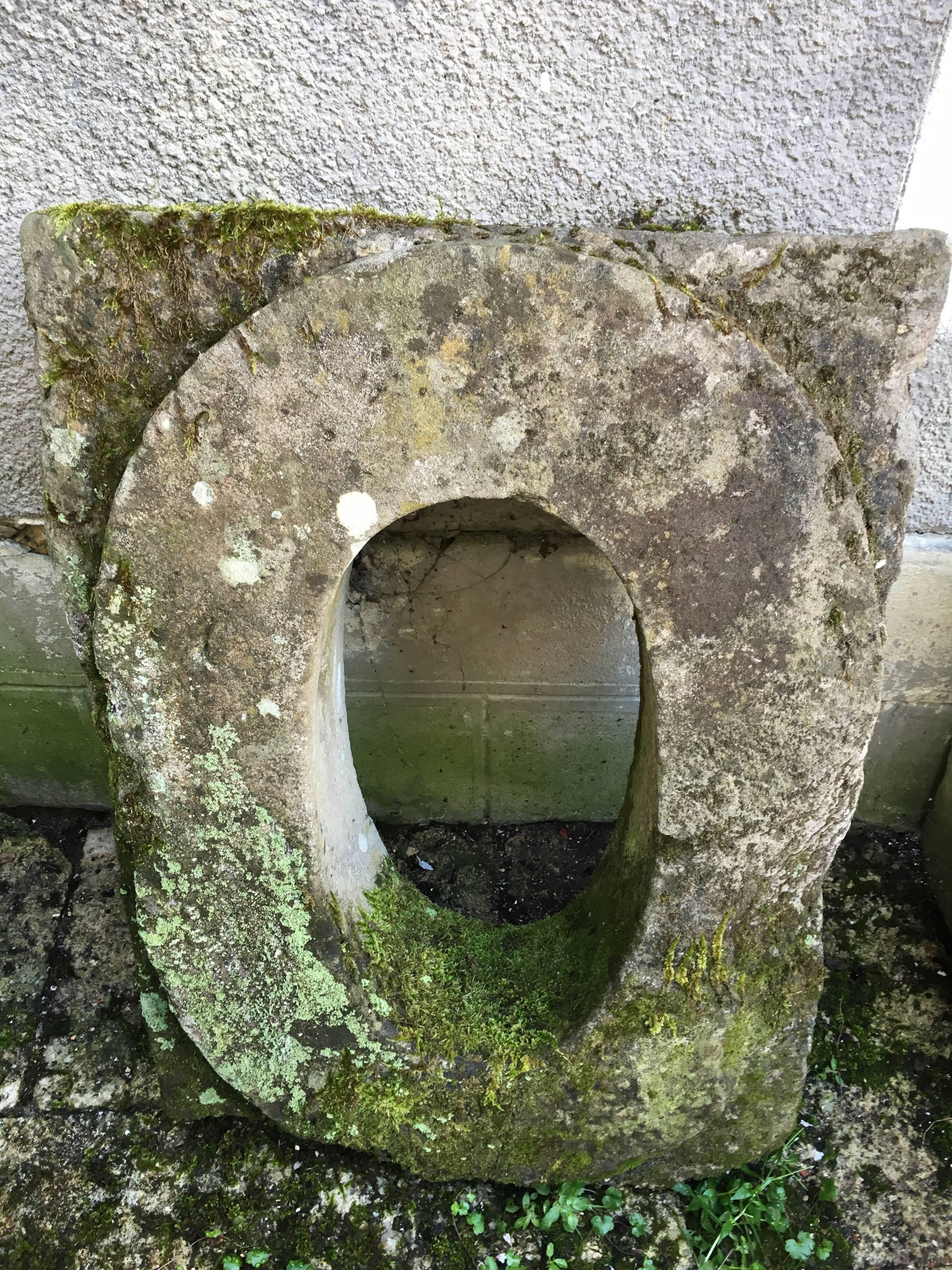 18th Century and Earlier Oval Hand-Carved 18th Century Stone Window Surround Perfect for a Sink For Sale