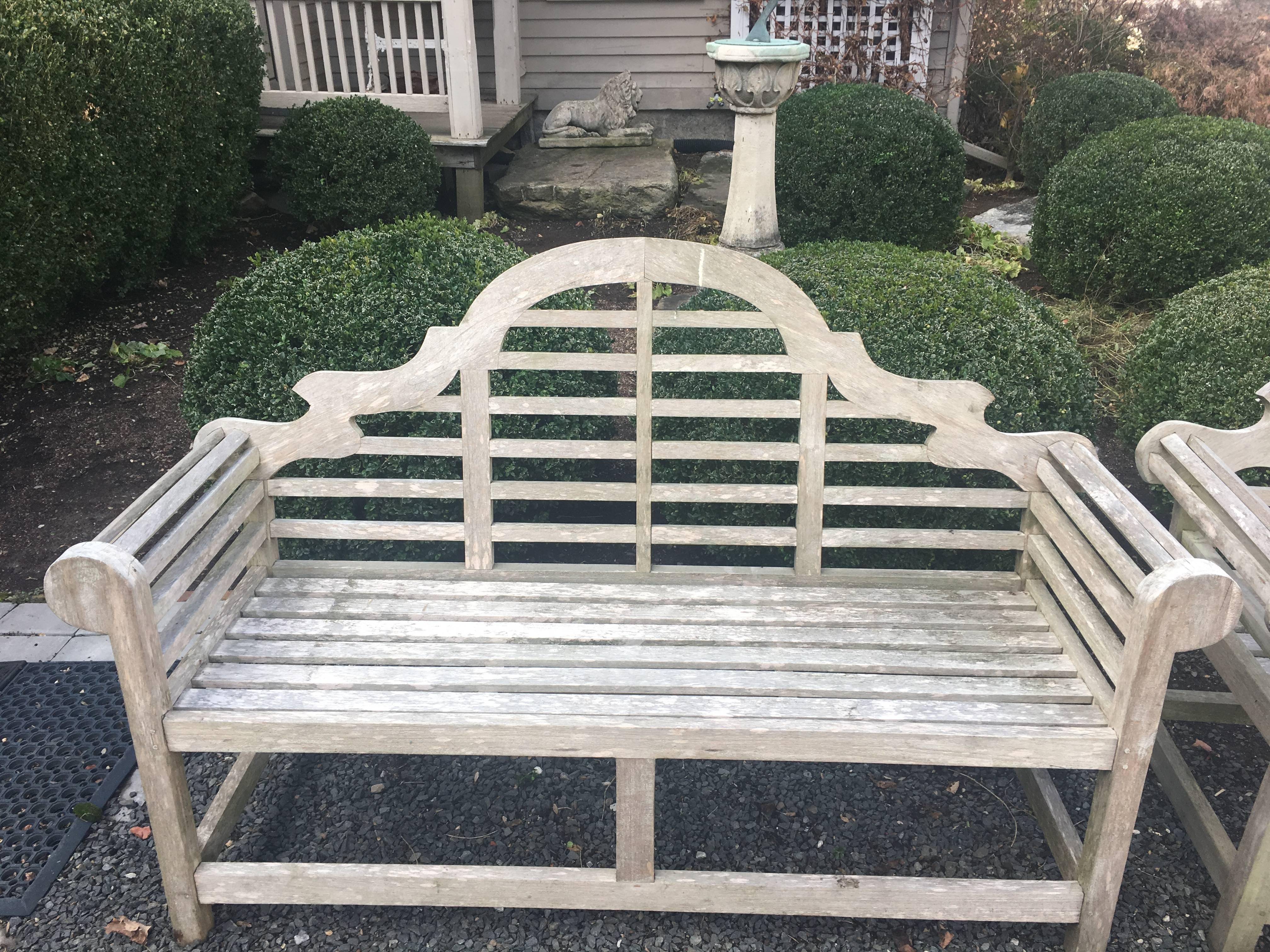 Pair of English Teak Lutyens-Style Benches In Excellent Condition In Woodbury, CT