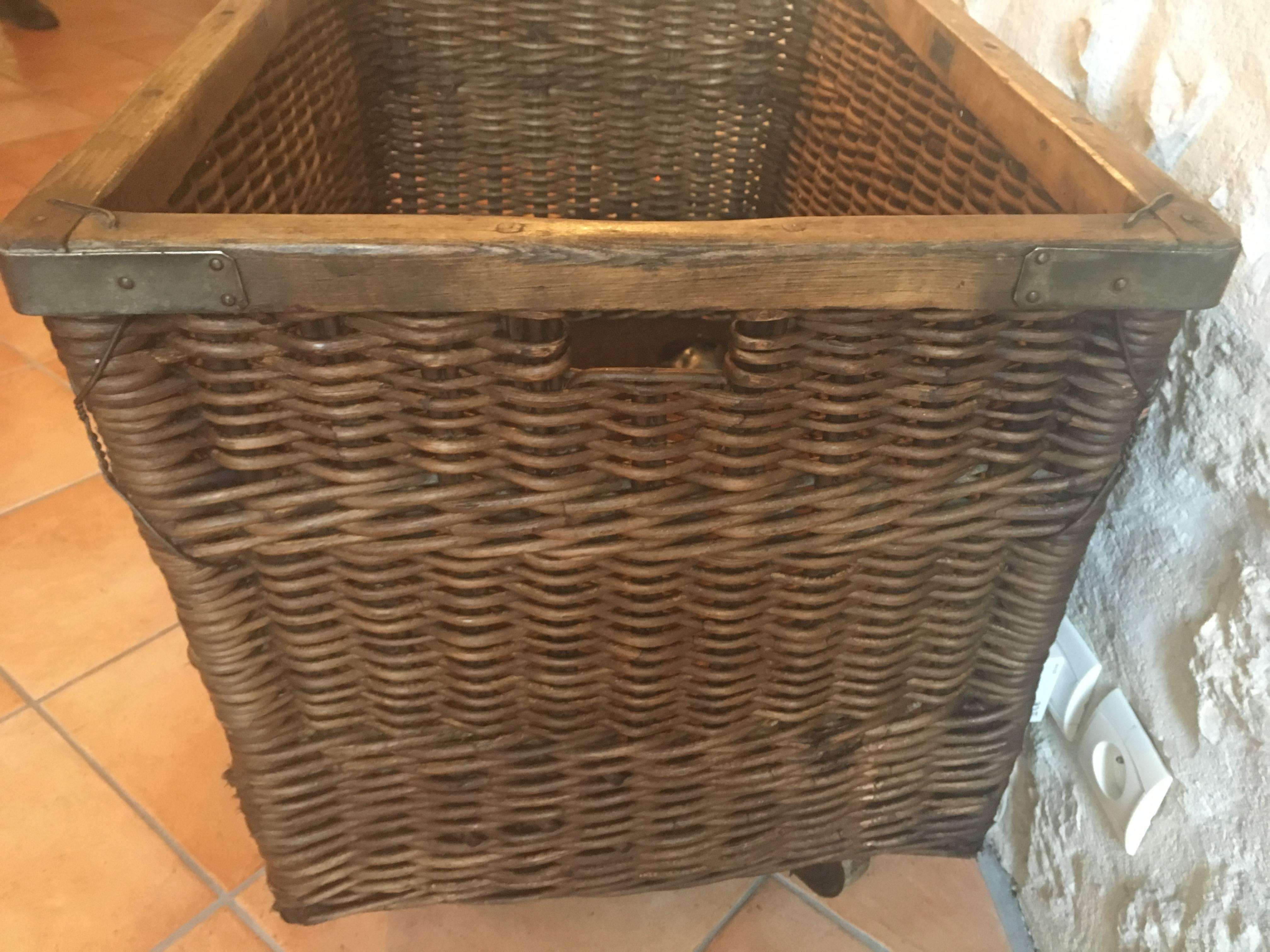 french wicker market basket on wheels