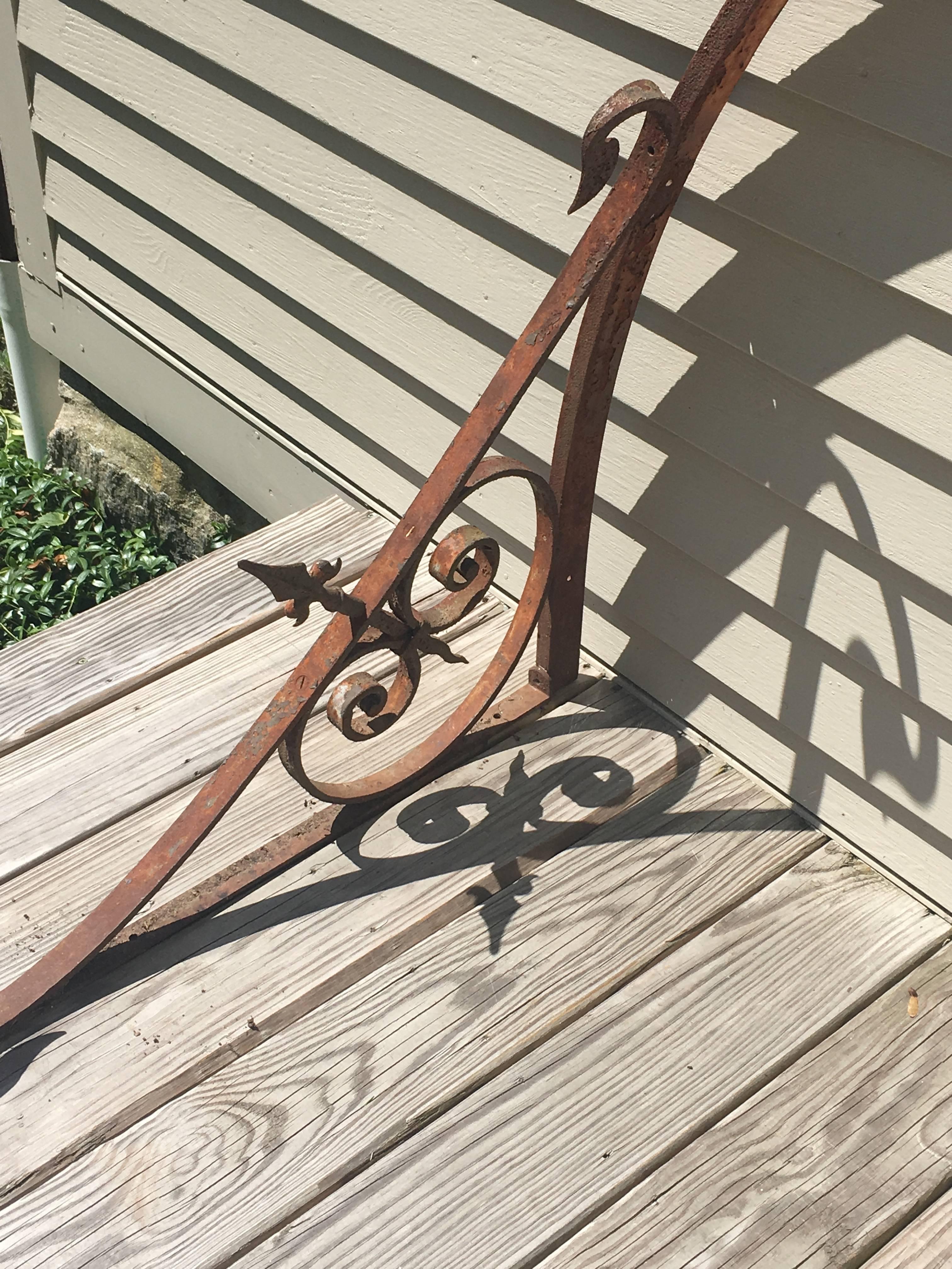 Very Large French 19th Century Demilune Trellis or Overlight with Brackets 4