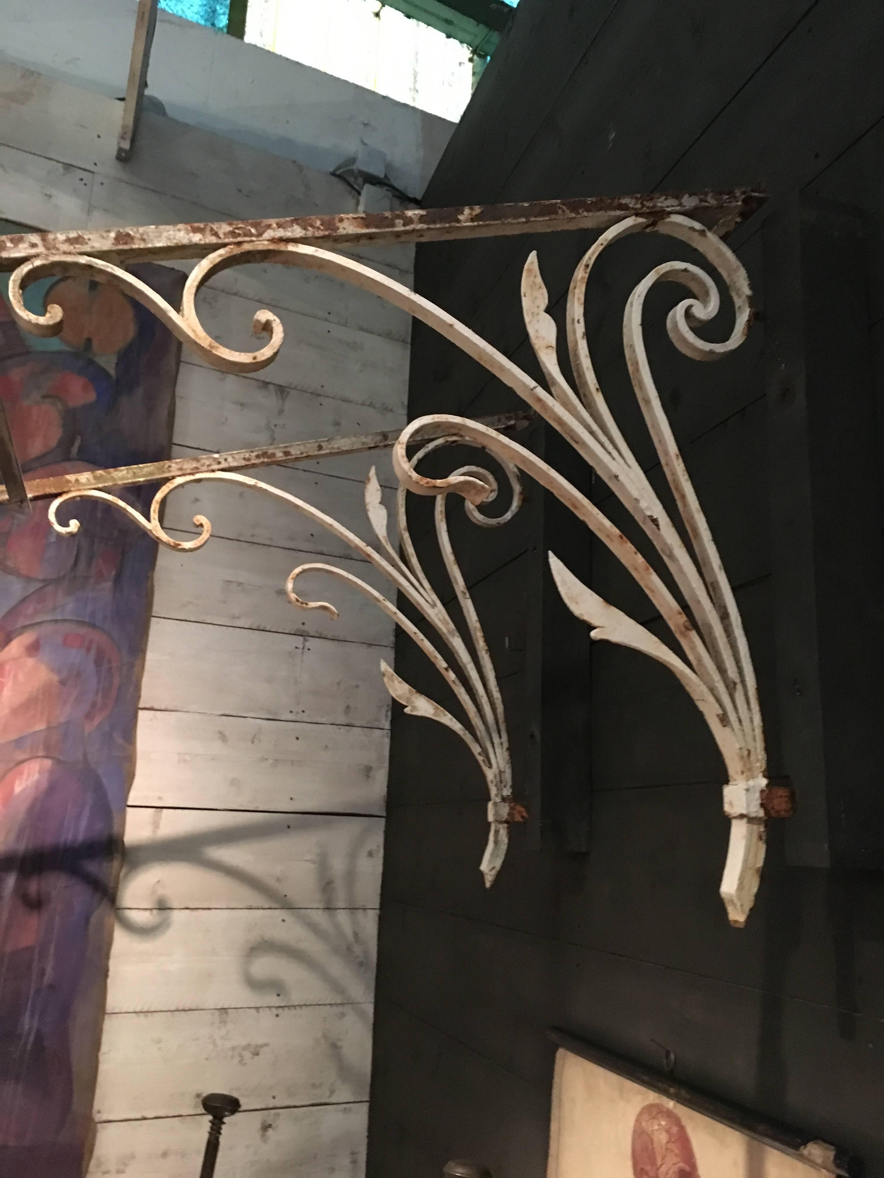 French Art Nouveau Wrought Iron Marquis or Arbor 1